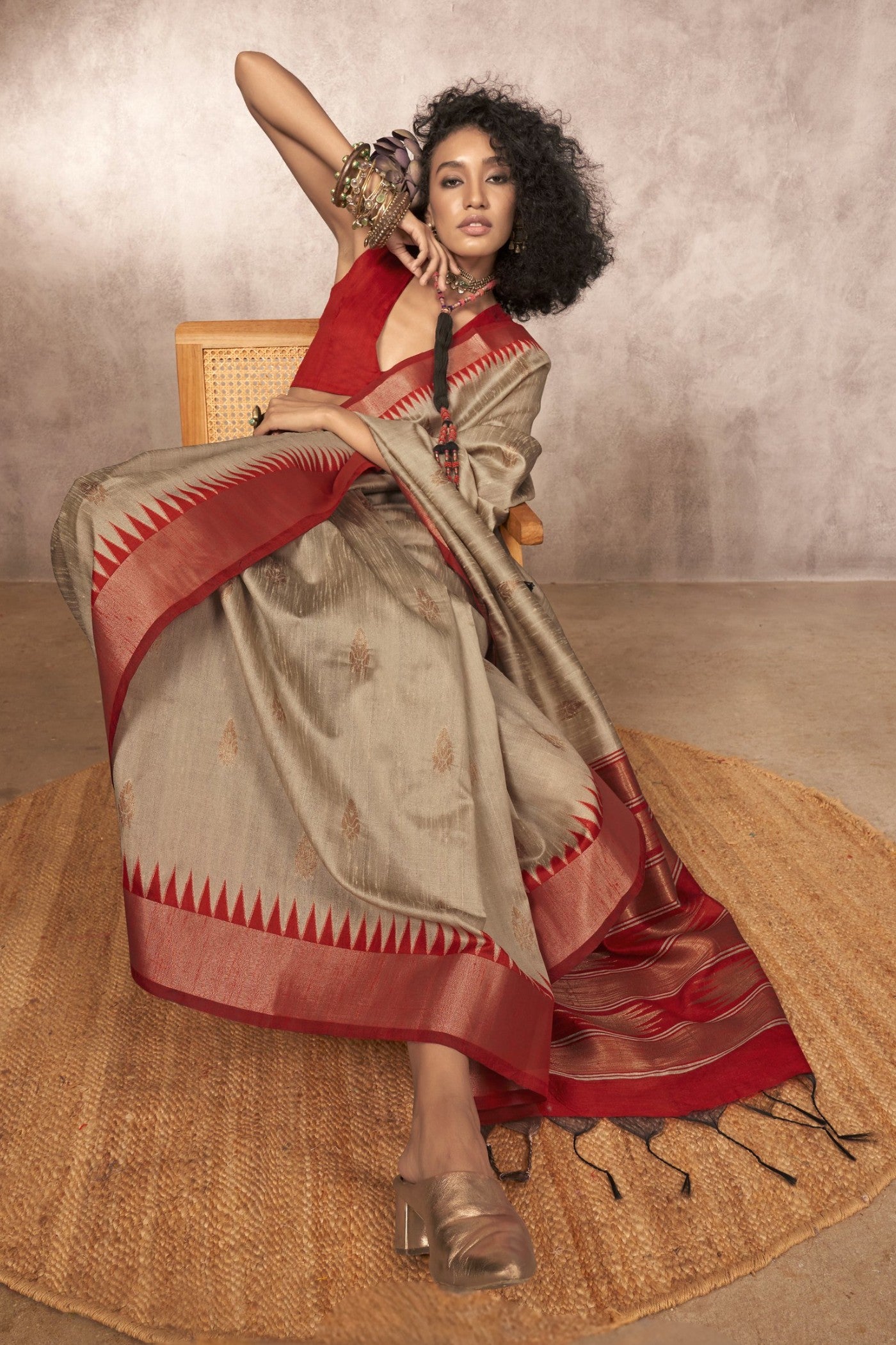 MySilkLove Santolina Grey Bhagalpuri Handloom Saree