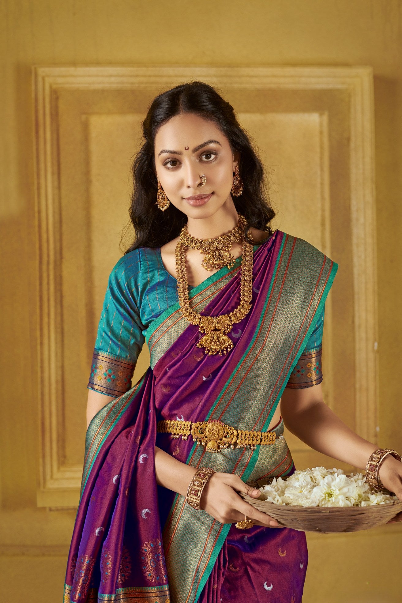 MySilkLove Camelot Purple Woven Paithani Saree