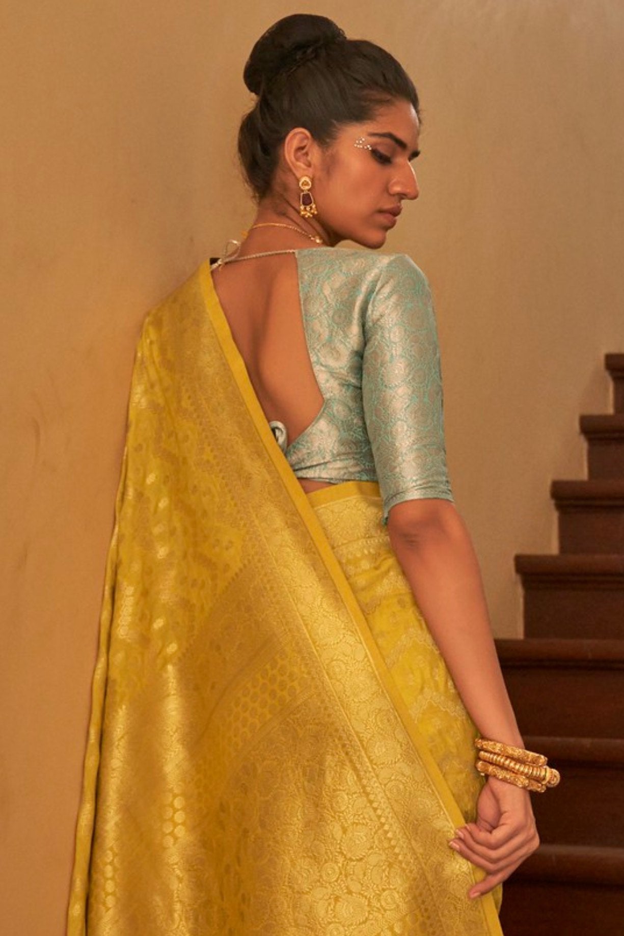 Buy MySilkLove Ronchi Yellow Zari Woven Banarasi Saree Online