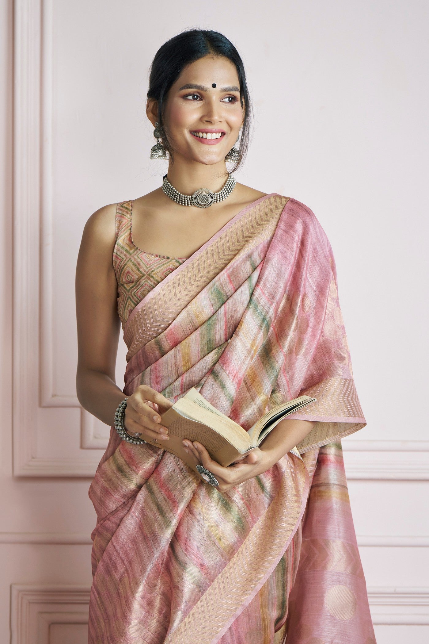 Buy MySilkLove Rodeo Dust Pink Handloom Khadi Silk Saree Online