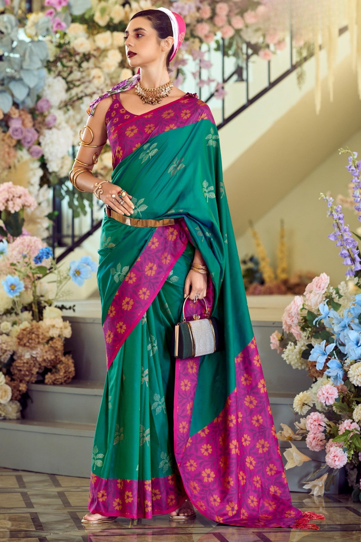 Buy MySilkLove Gossamer Green Woven Banarasi Soft Silk Saree Online