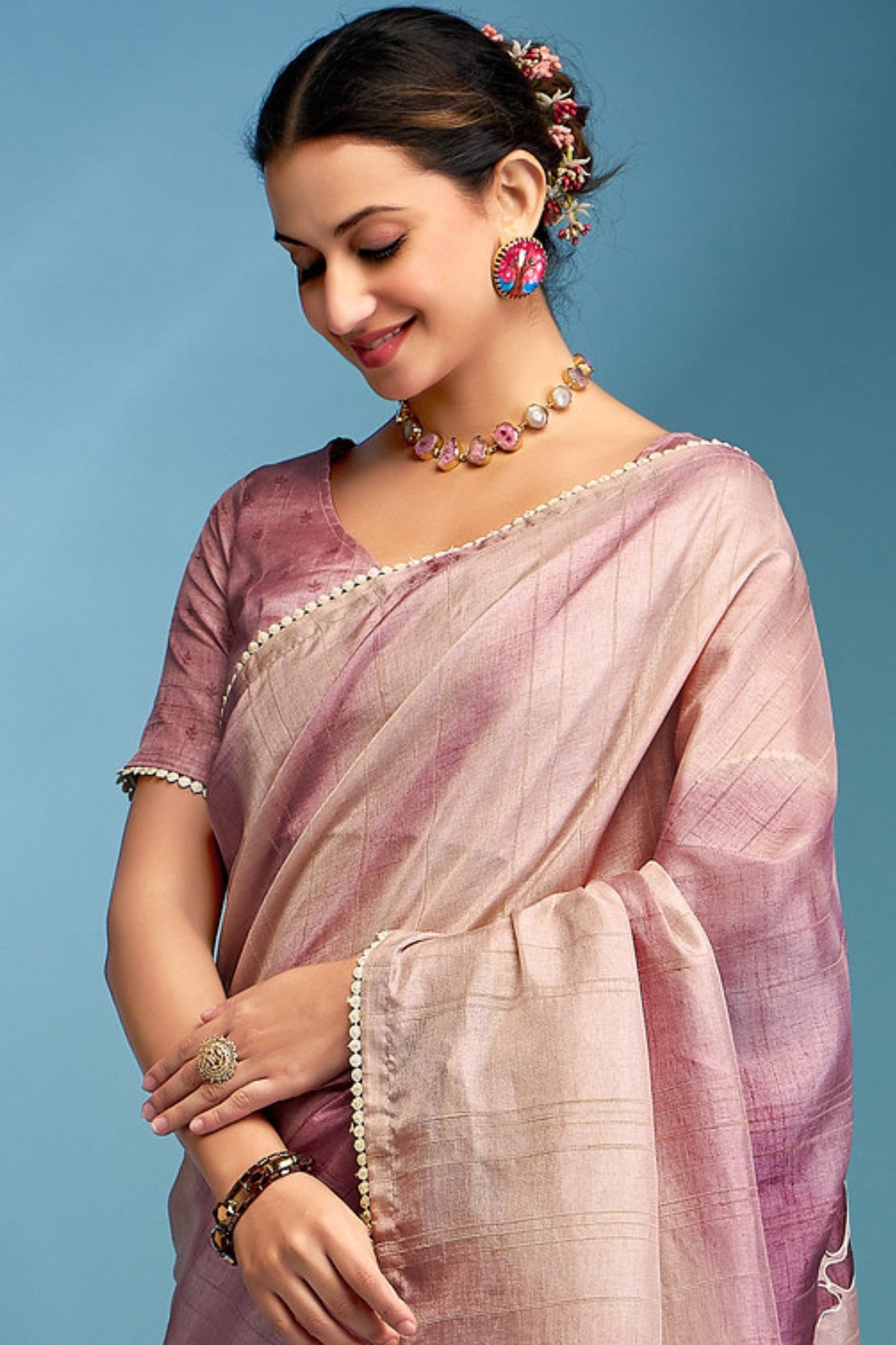 Buy MySilkLove Perilla Purple Designer Tussar Silk Saree Online