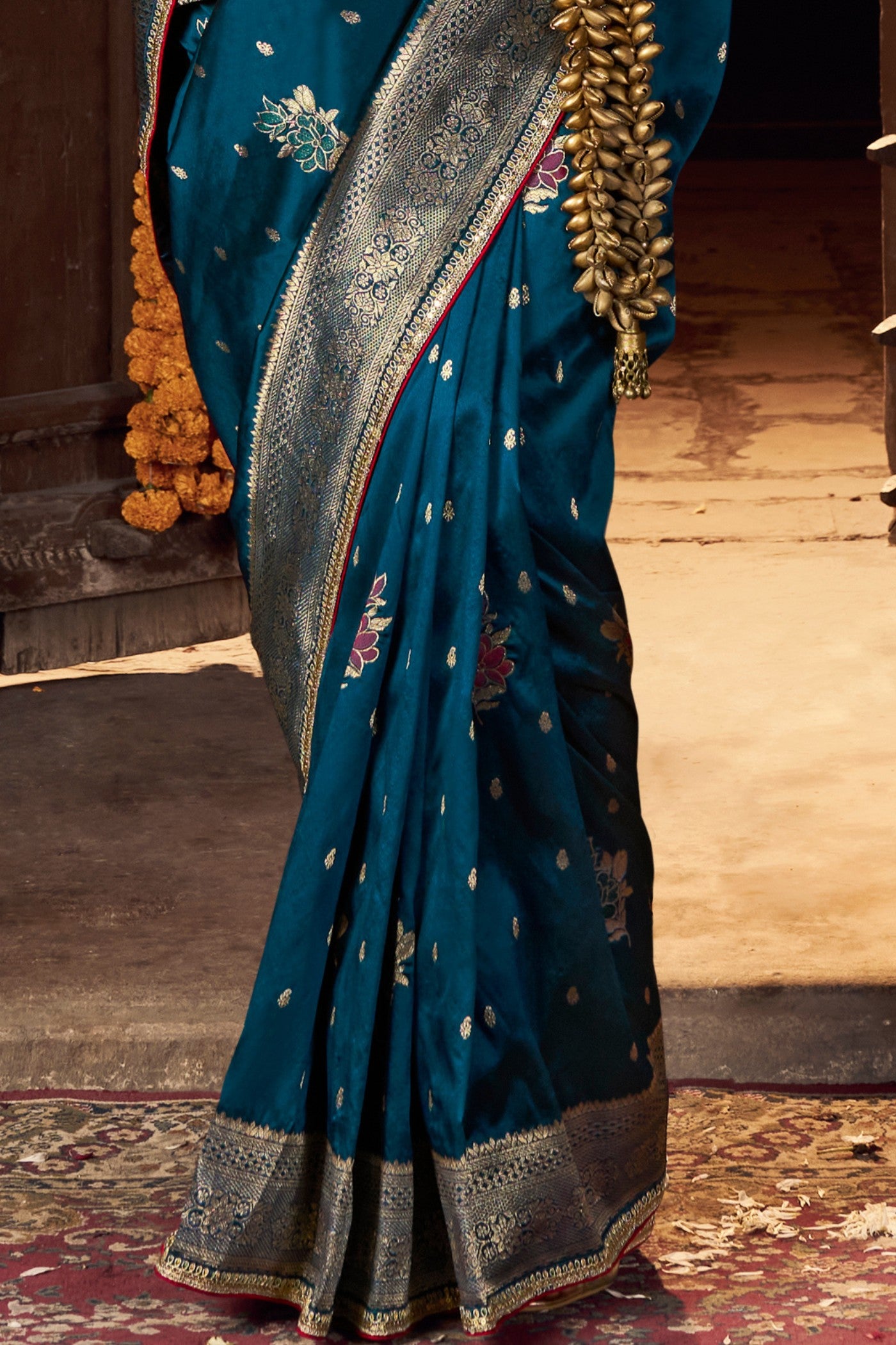 Buy MySilkLove Elephant Blue Designer Banarasi Saree Online