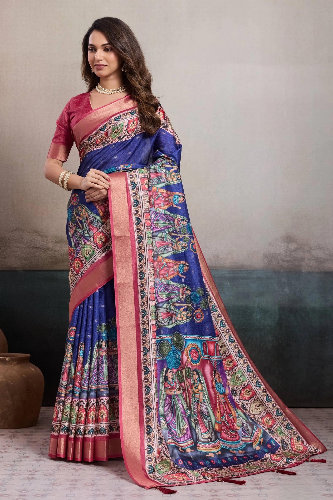 Buy MySilkLove Polynesian Blue Digital Printed Saree Online