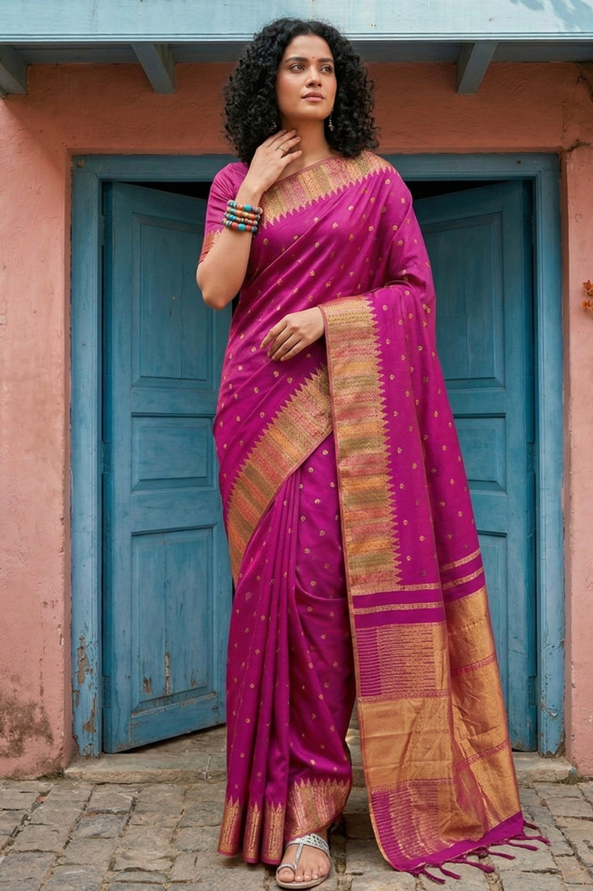 MySilkLove Rani Pink Woven Banarasi Silk Saree