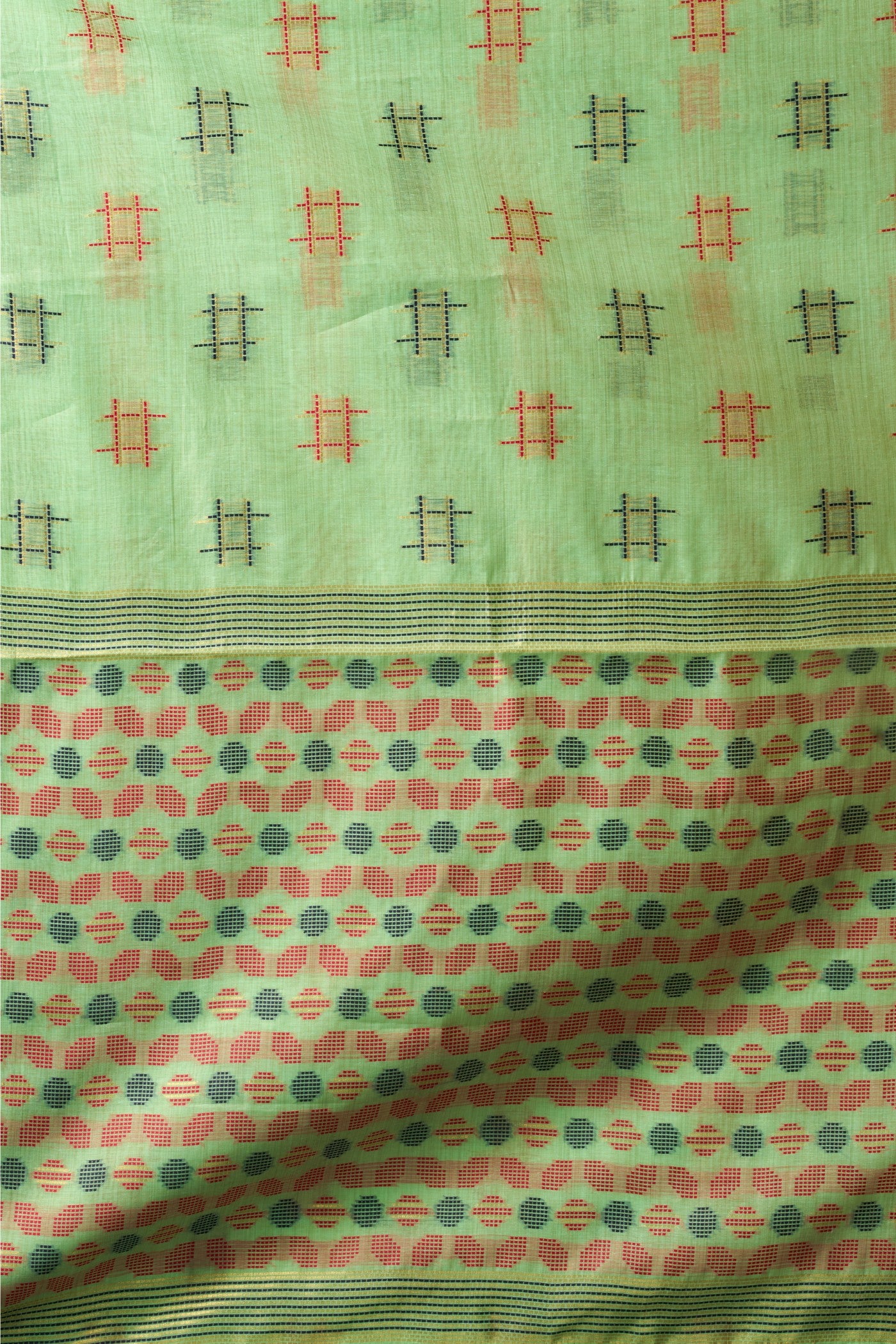 Buy MySilkLove Pantone Green Woven Cotton Saree Online