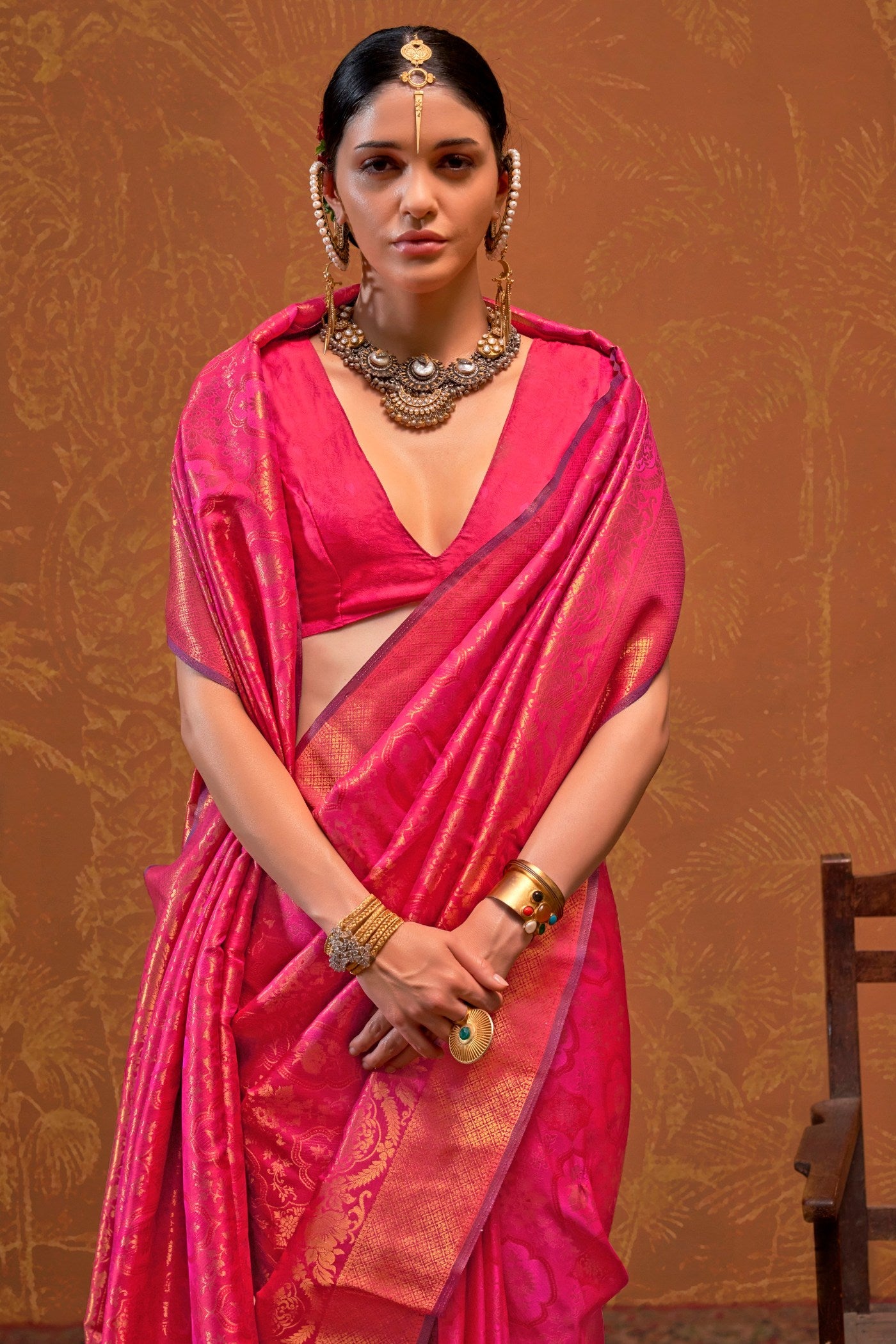 Buy MySilkLove Watermelon Pink Kanjivaram Handloom Saree Online