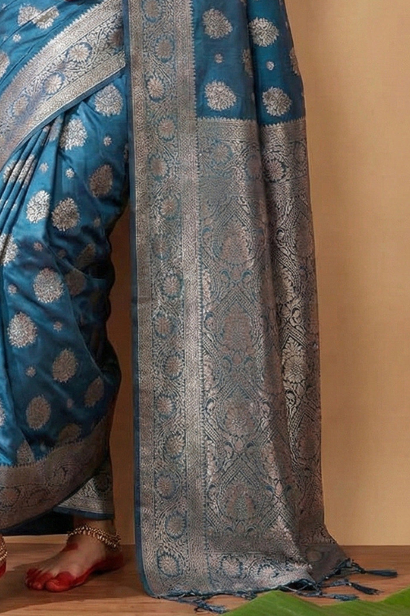 Buy MySilkLove Yonder Blue Woven Banarasi Silk Saree Online