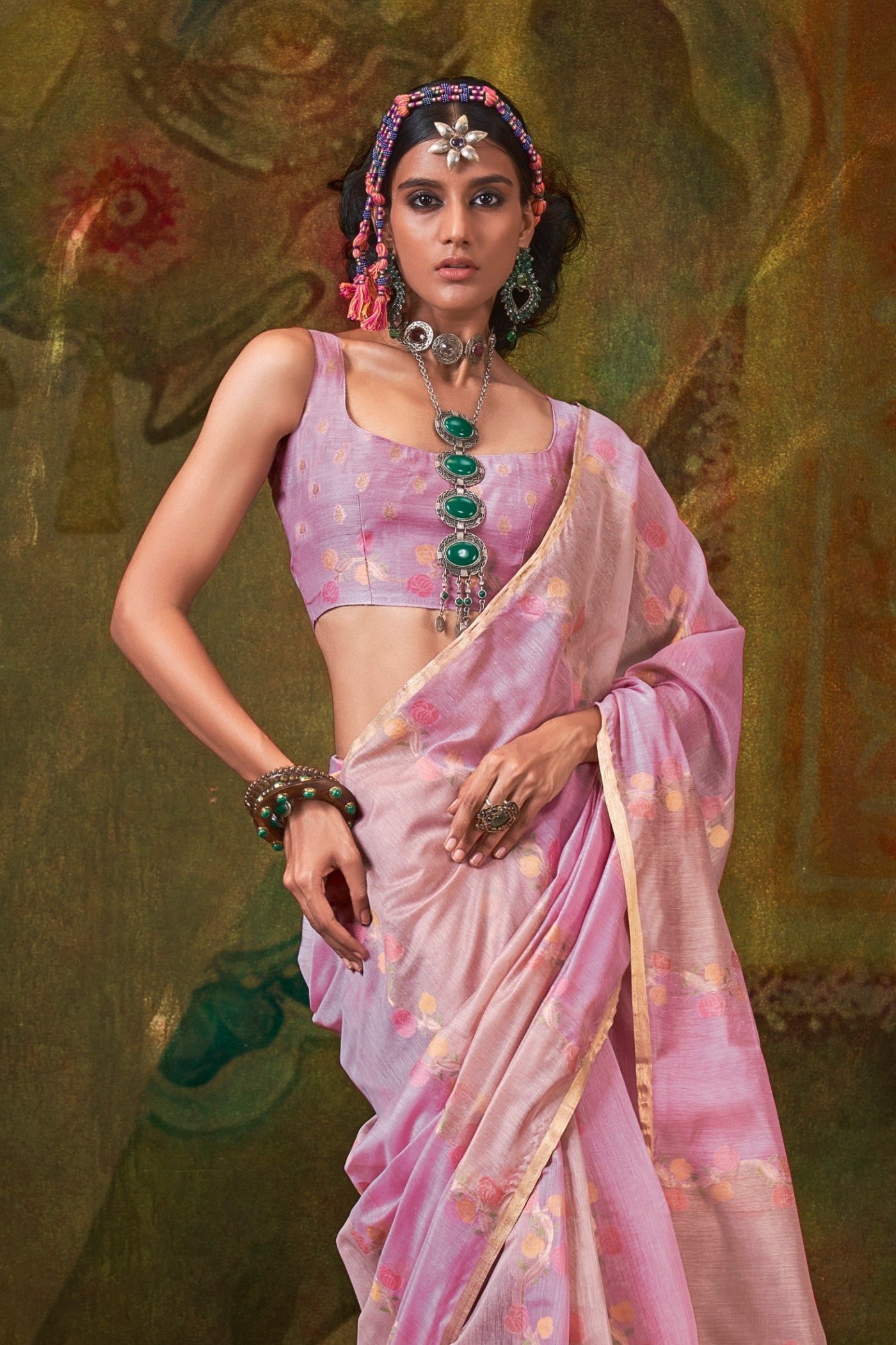 Buy MySilkLove Viola Pink Banarasi Handloom Saree Online