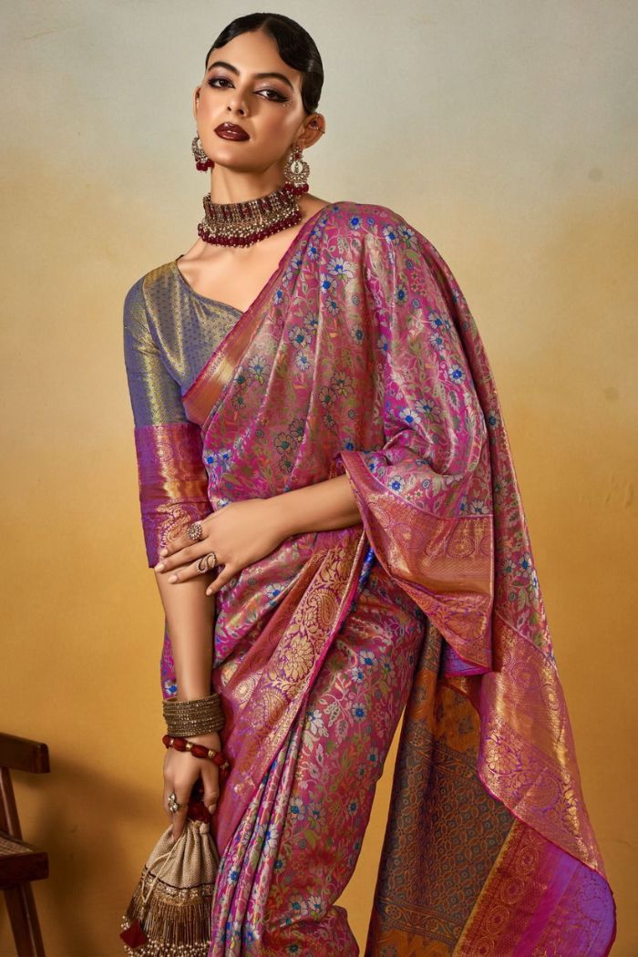 MySilkLove Matrix Purple Woven Kanjivaram Saree