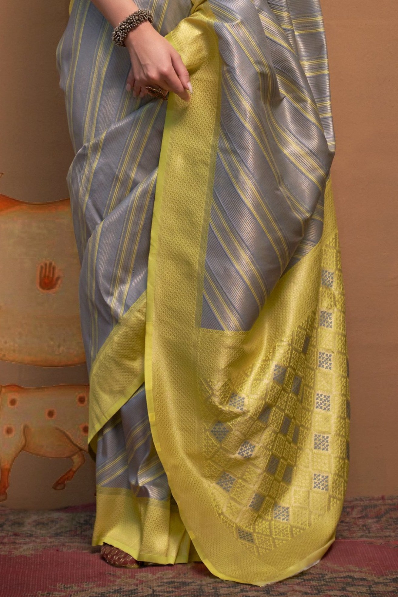 Buy MySilkLove Squirrel Grey Banarasi Handloom Saree Online