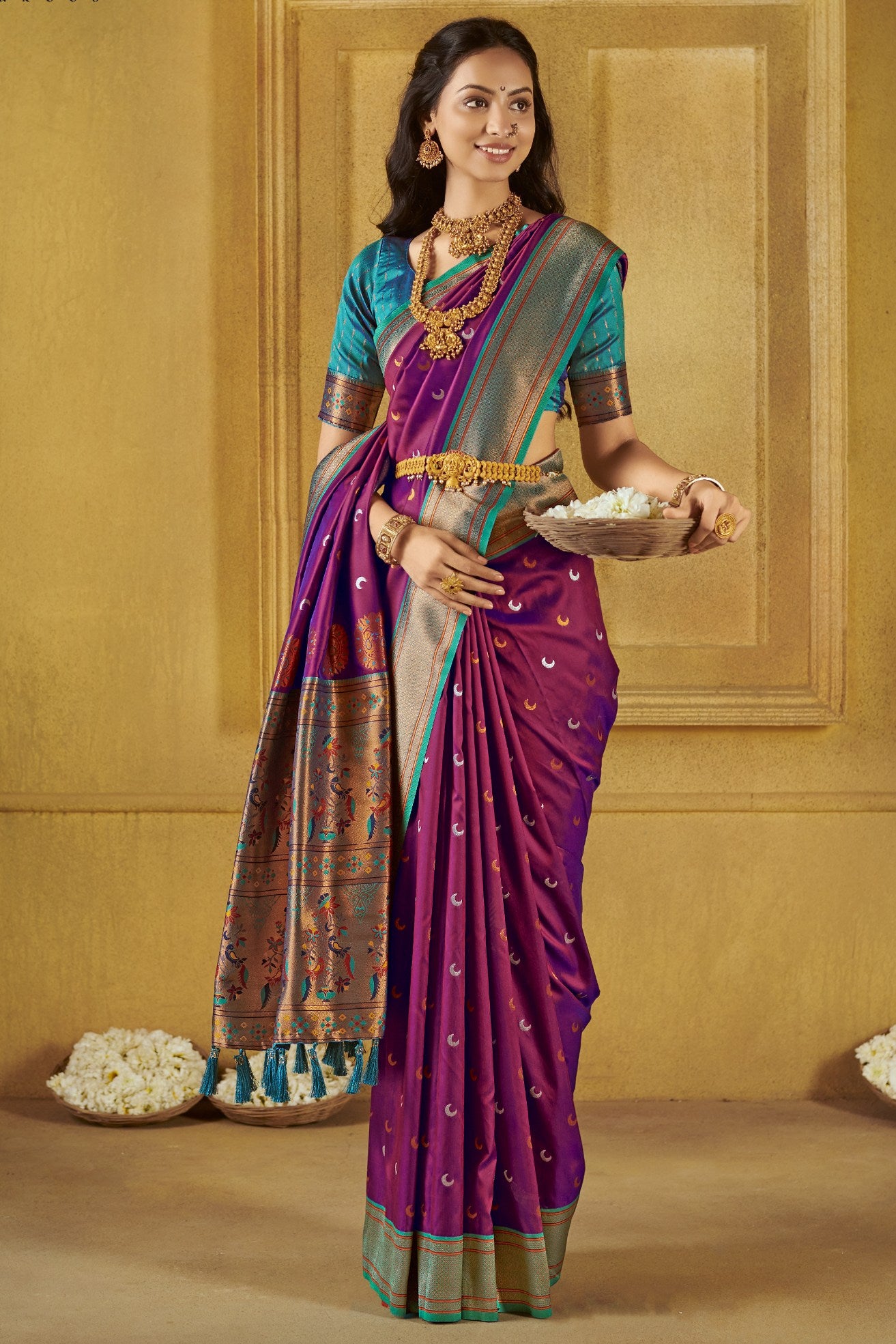 Buy MySilkLove Camelot Purple Woven Paithani Saree Online