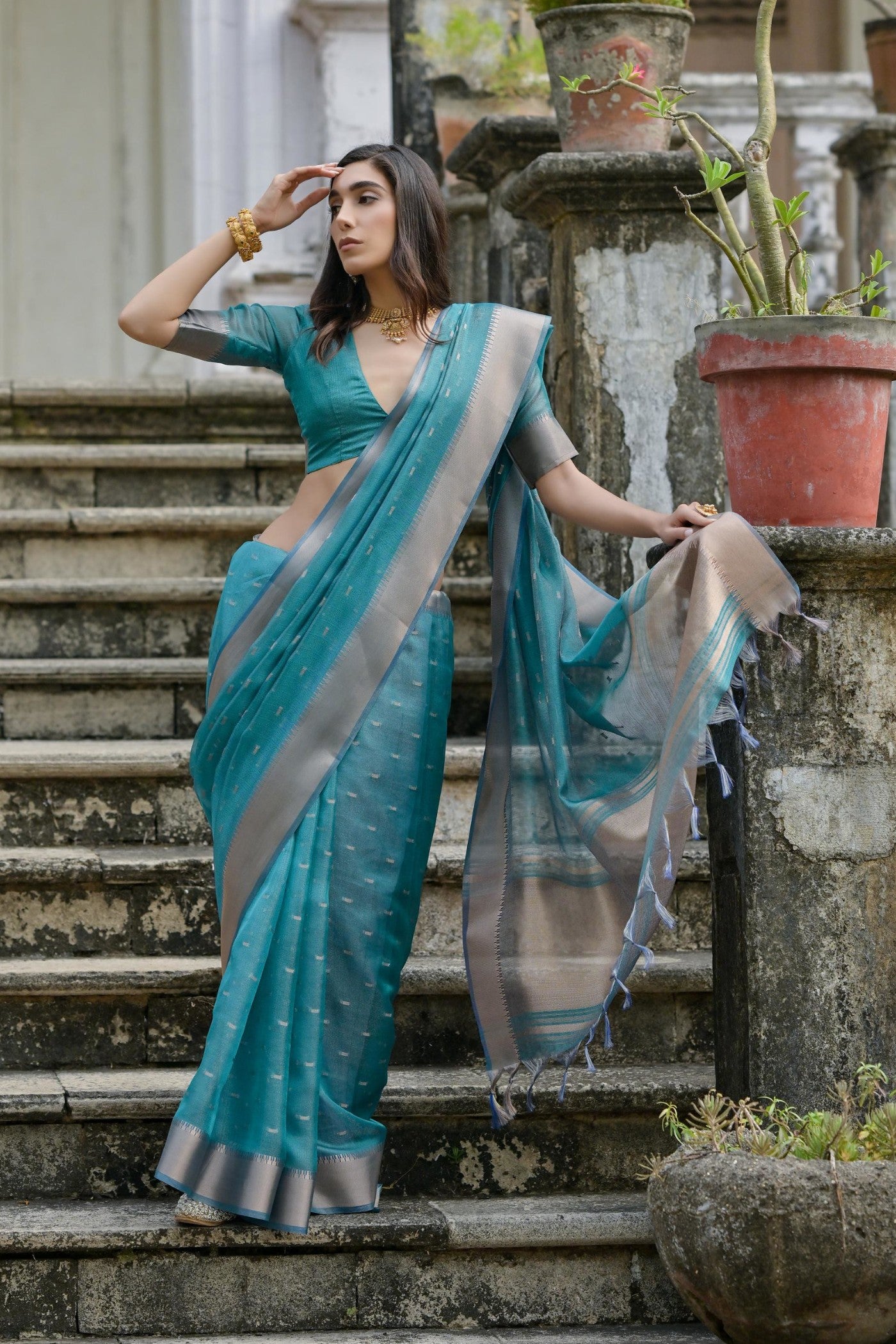 Buy MySilkLove Admiral Blue Woven Banarasi Saree Online