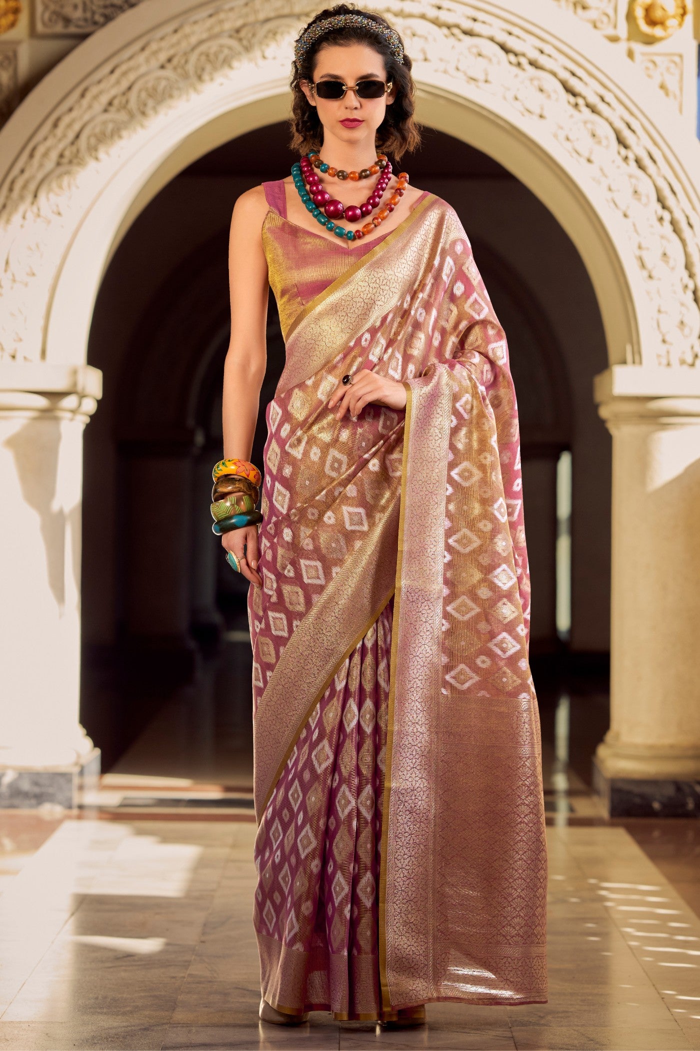 Buy MySilkLove Coco Brown Tissue Silk Saree Online