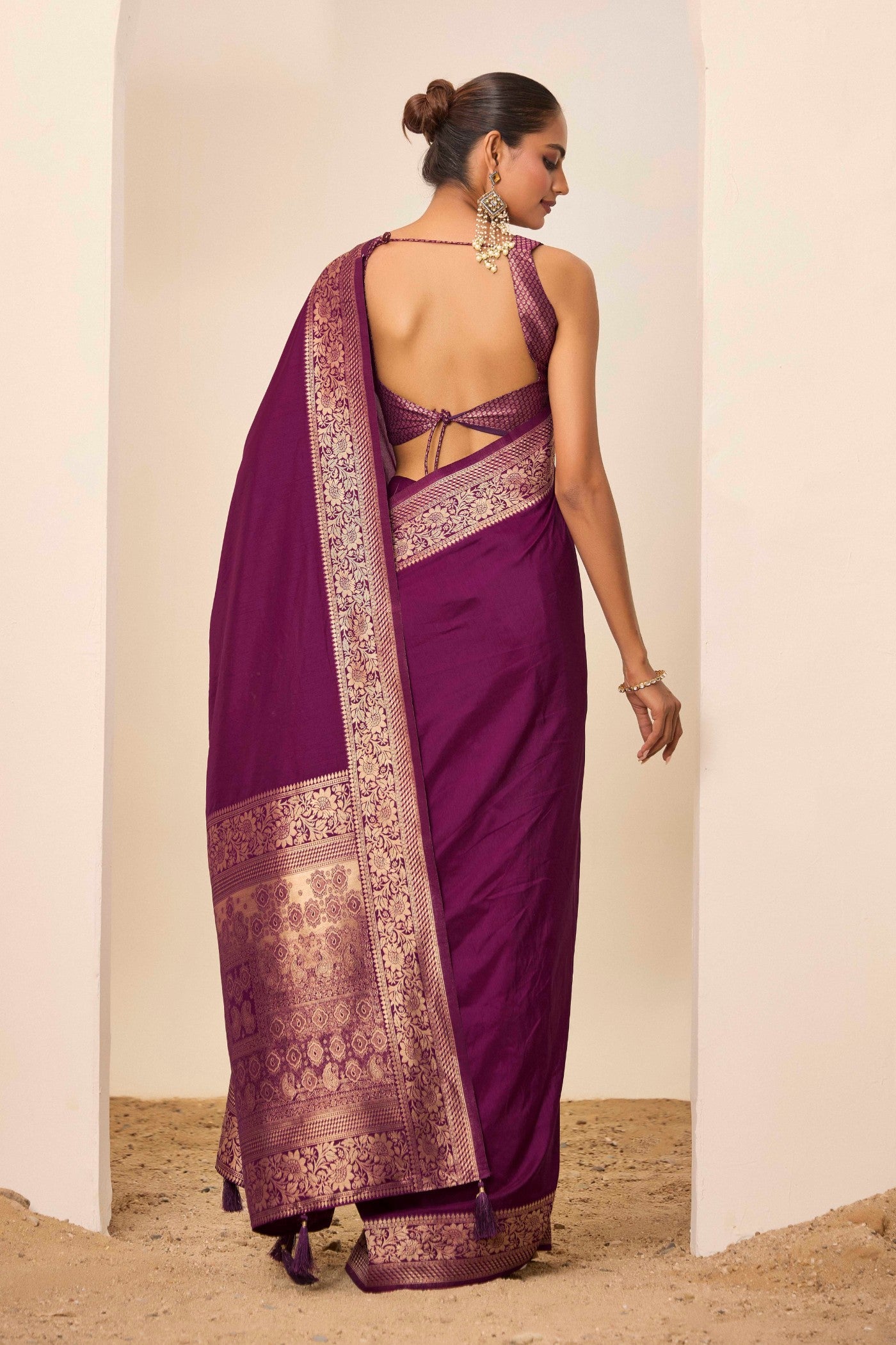 Buy MySilkLove Wine Purple Woven Dola Silk Saree Online