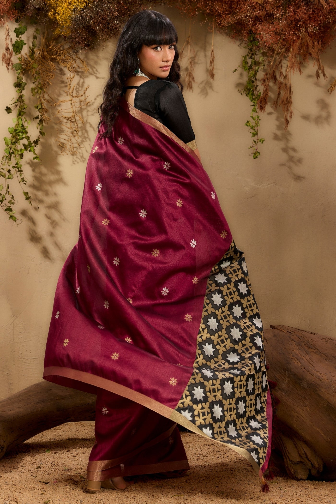 Buy MySilkLove Mahogany Red Tussar Handloom Silk Saree Online