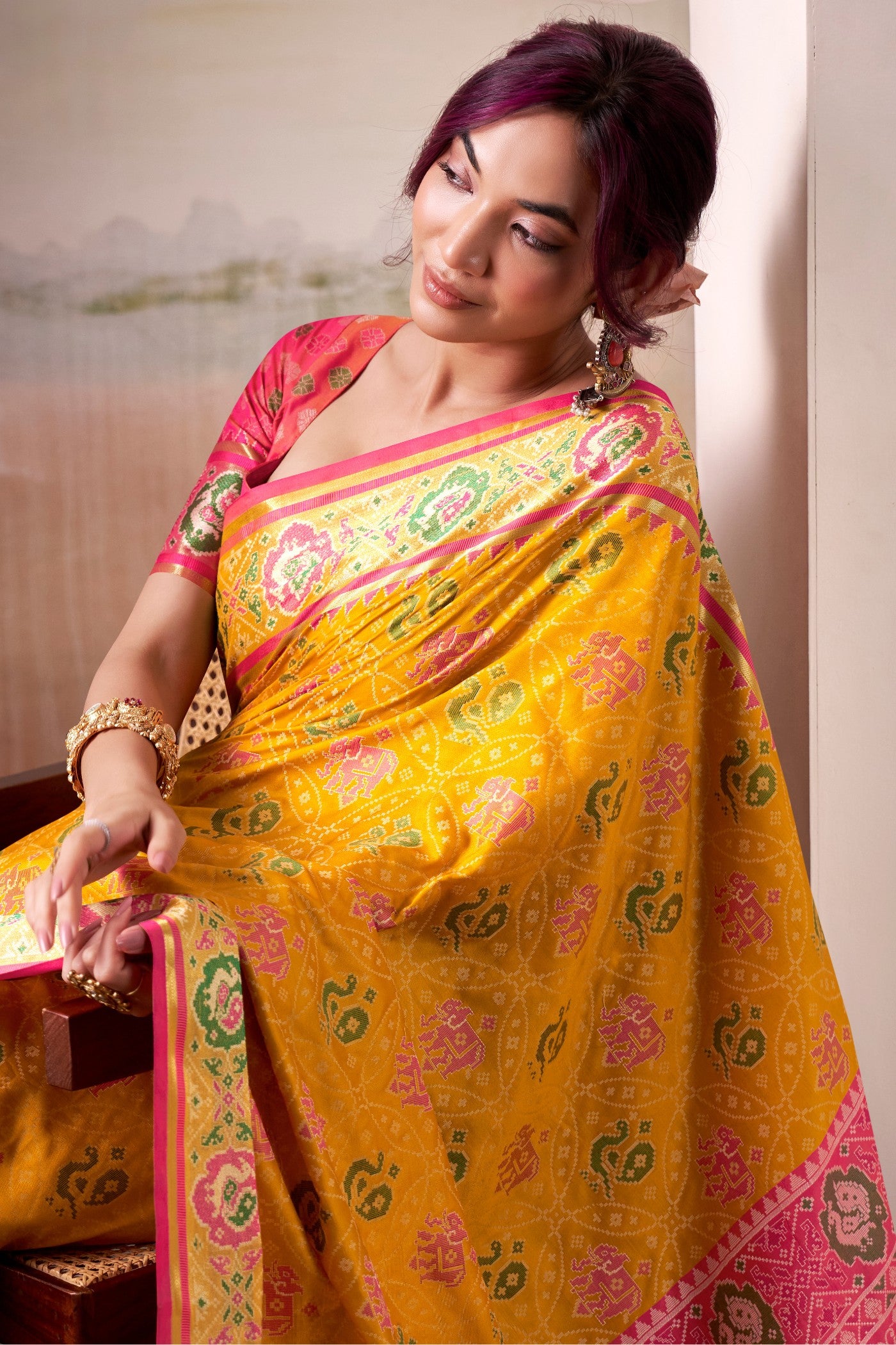 Buy MySilkLove Rob Yellow Woven Patola Silk Saree Online