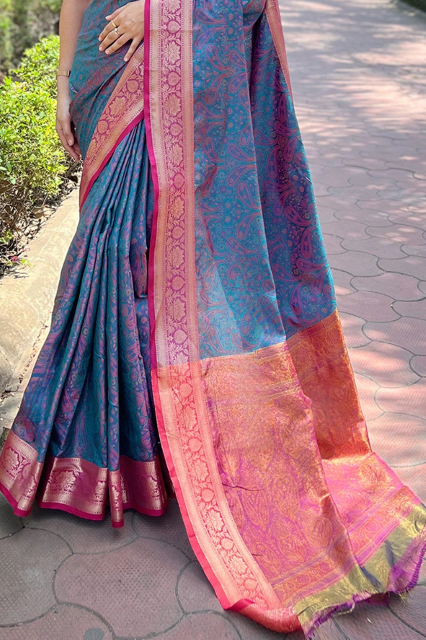 Buy MySilkLove Blue Bayoux Woven Banarasi Saree Online