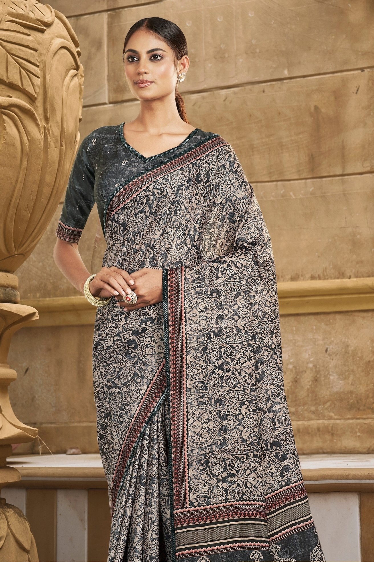 MySilkLove Gaint Grey Banarasi Designer Saree