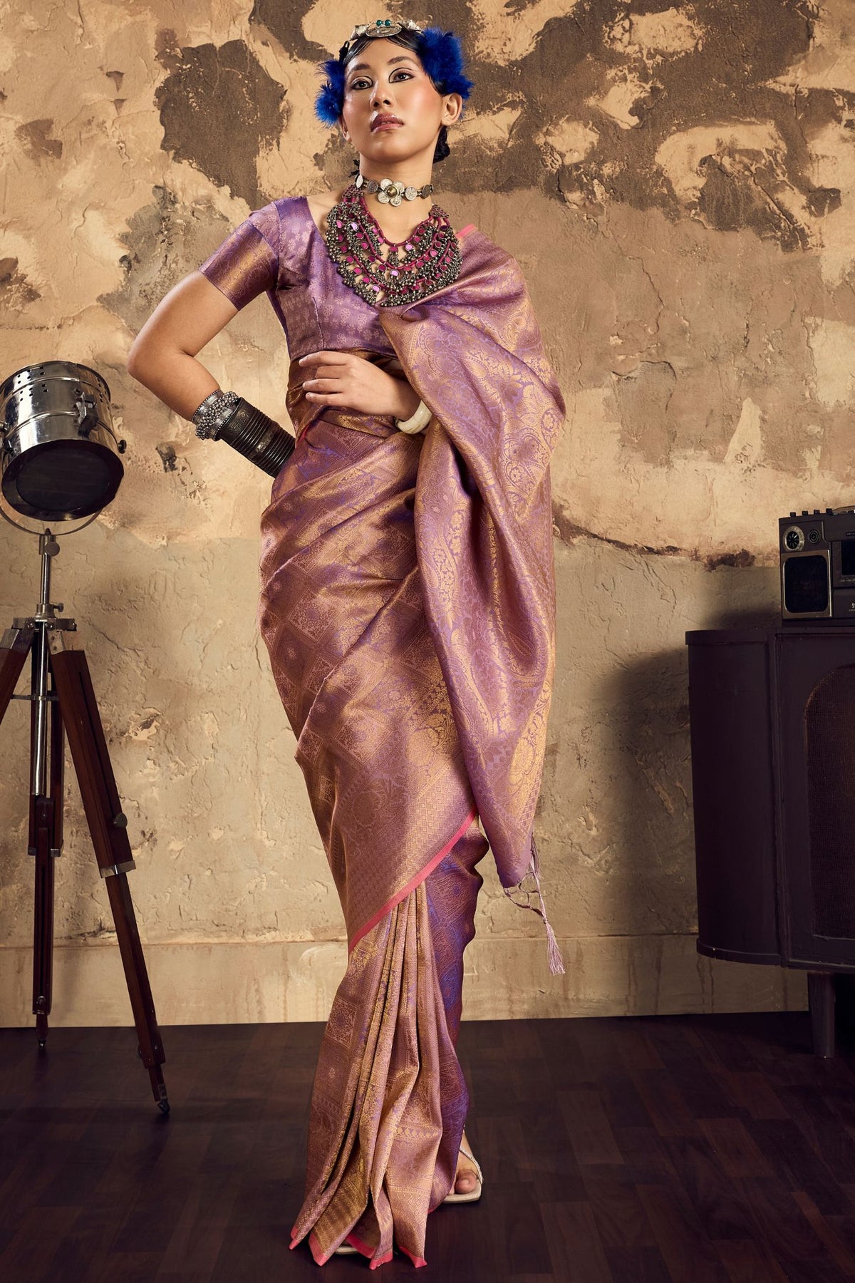 Buy MySilkLove Petunia Purple Kanjivaram Handloom Saree Online