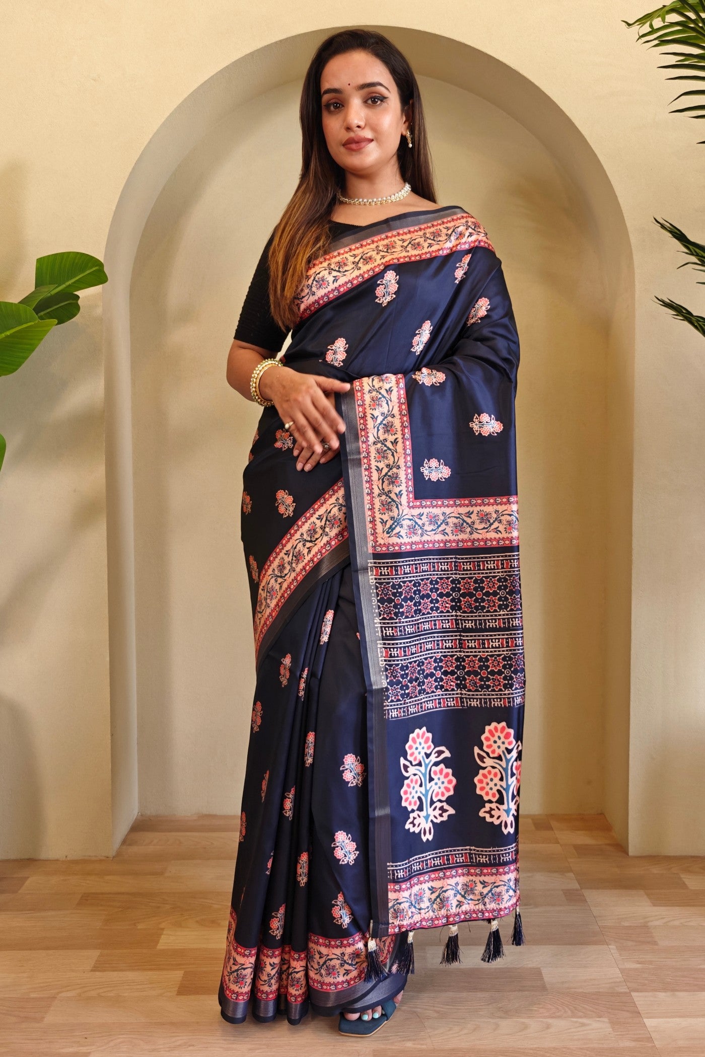 Buy MySilkLove Liberty Blue Digital Printed Saree Online