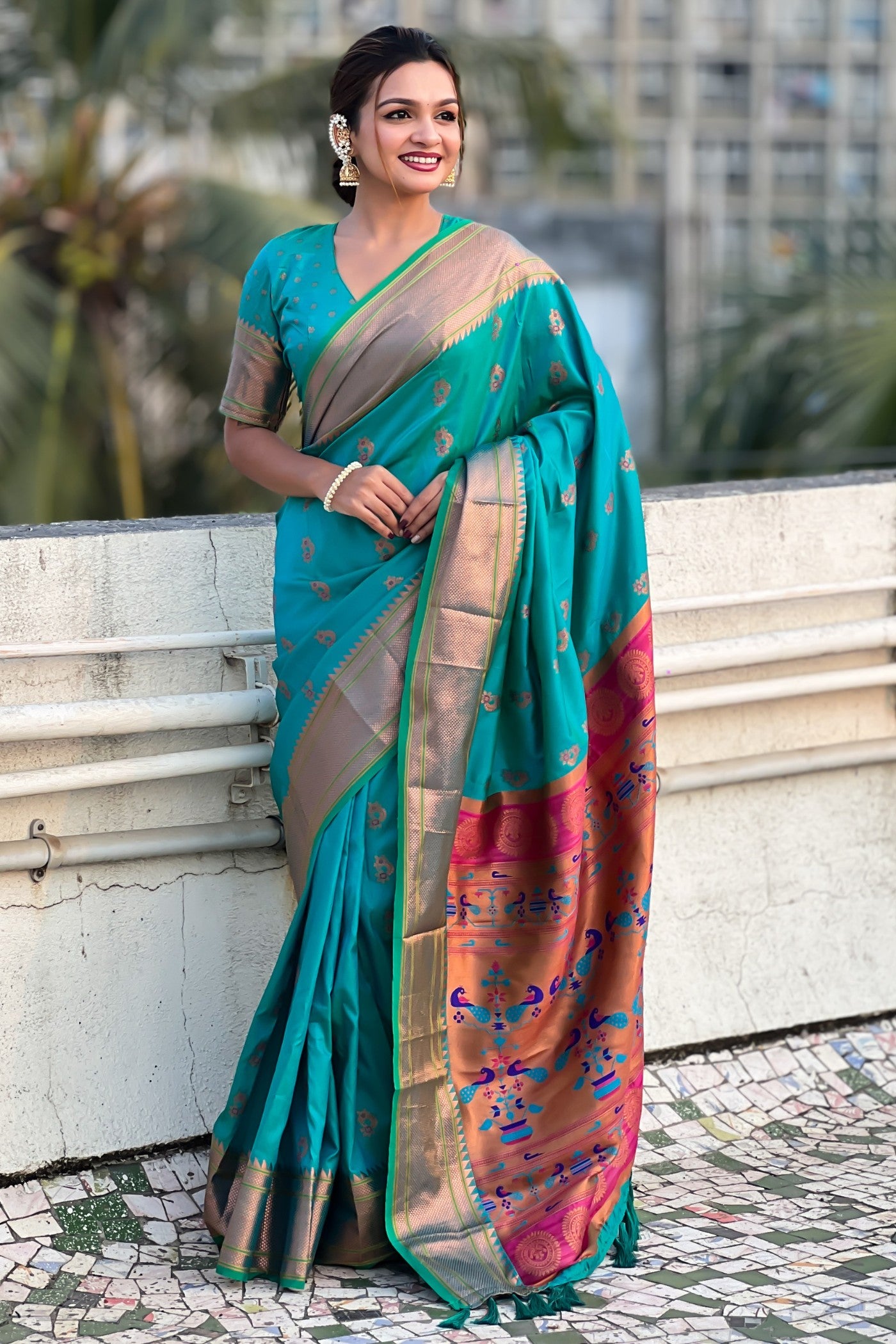 Buy MySilkLove Jelly Bean Zari Woven Nath Paithani Saree Online