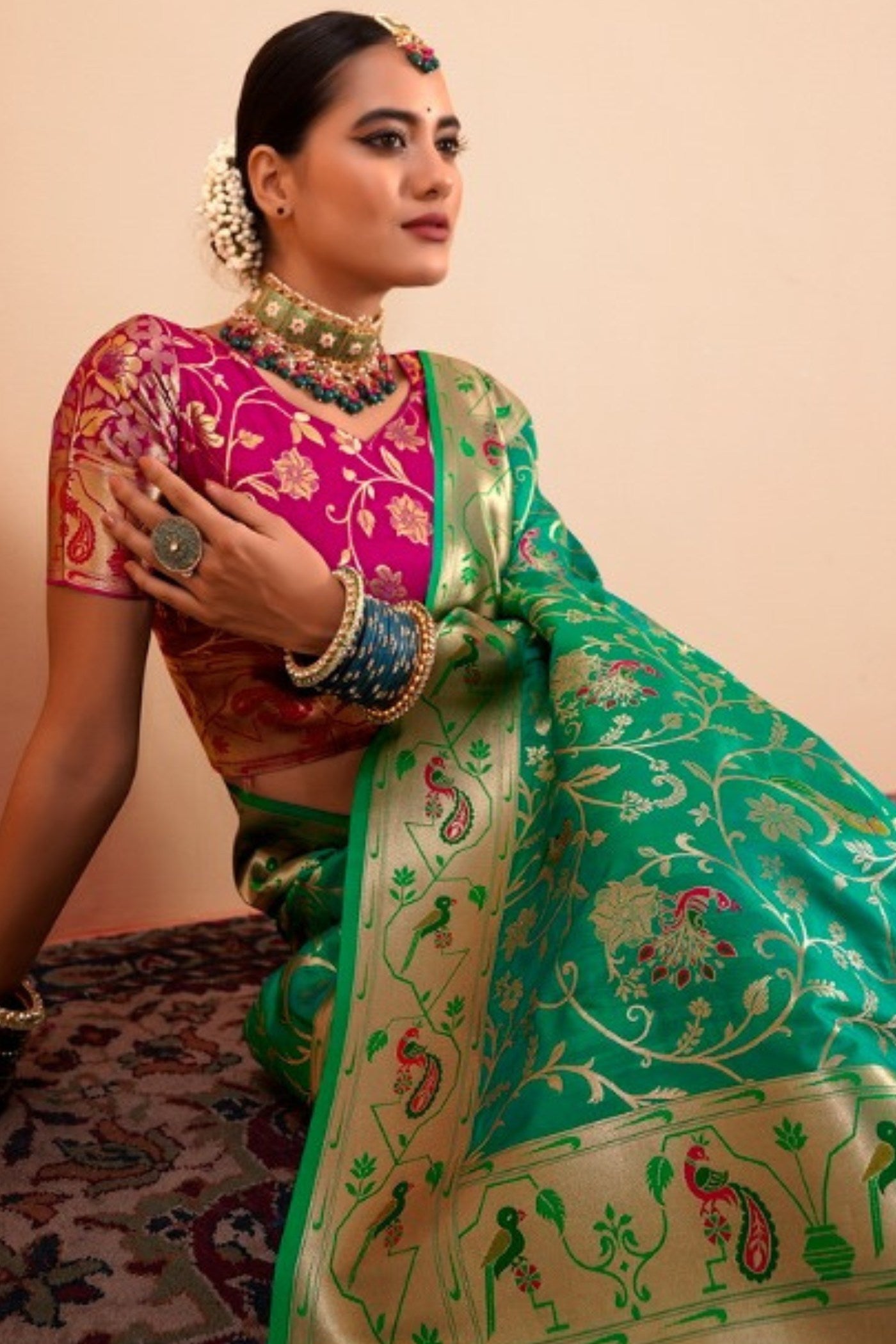 MySilkLove Lincoln Green Woven Paithani Saree