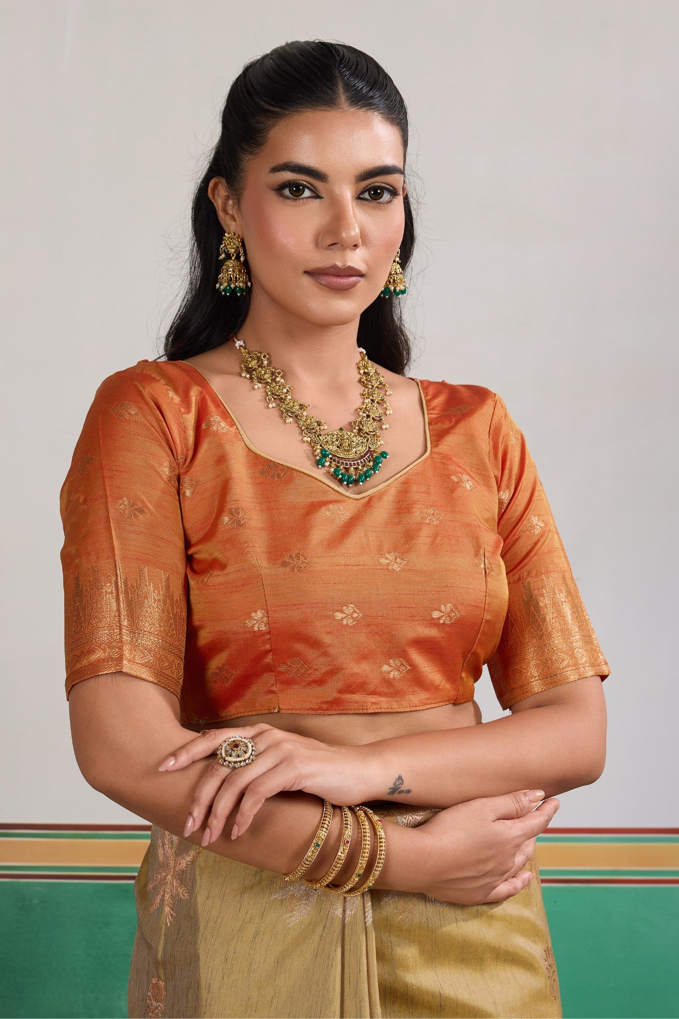 Buy MySilkLove Lawn Green Banarasi Handloom Tussar Saree Online