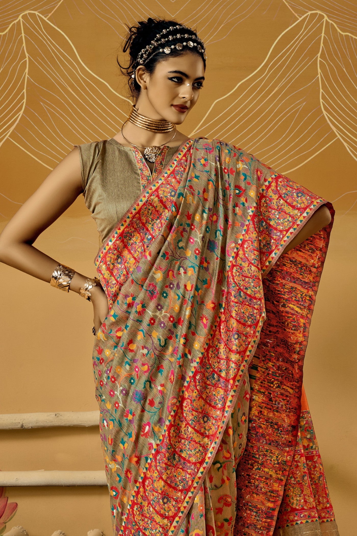 Buy MySilkLove Brown Sugar Kashmiri Handloom Jamewar Saree Online