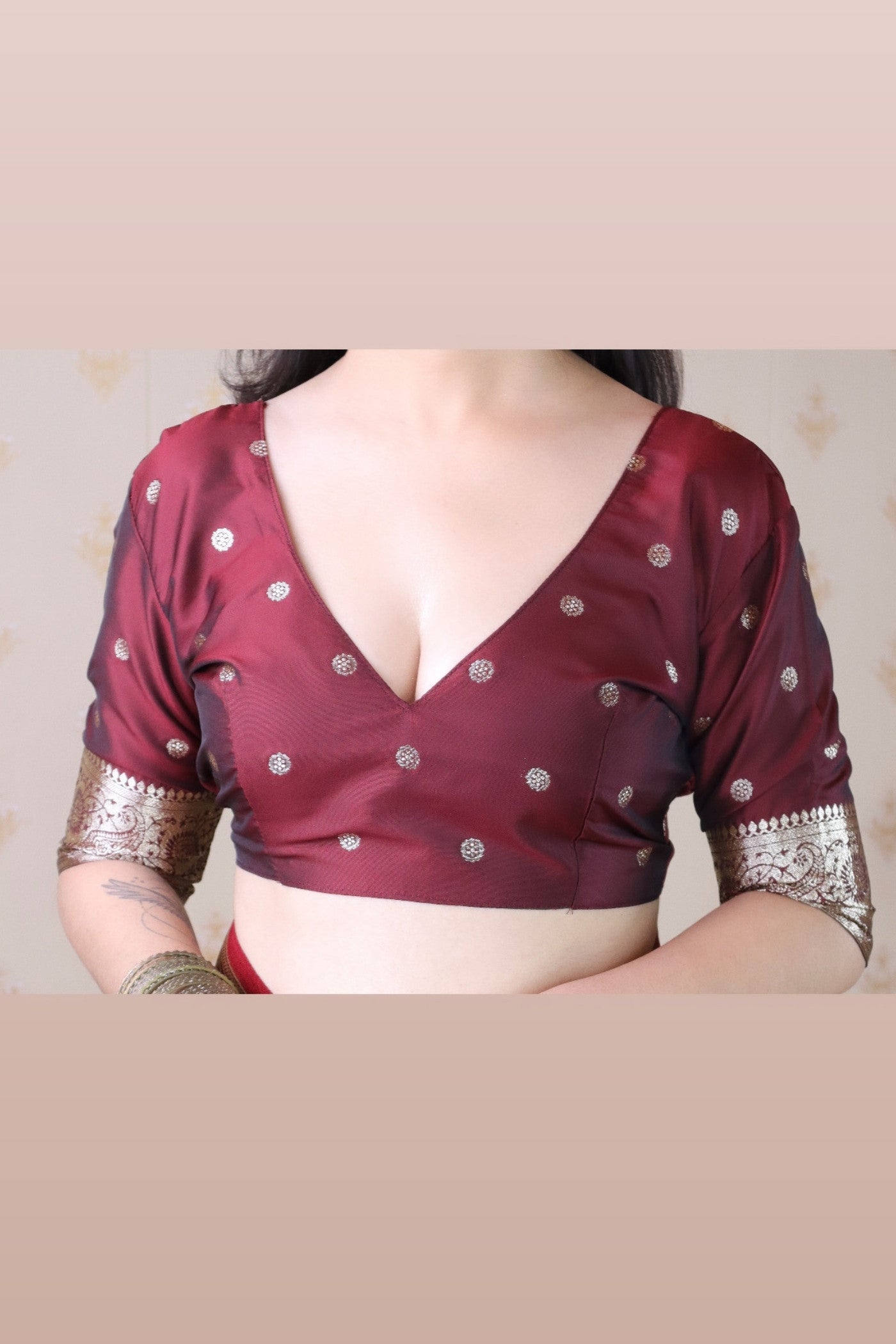 Buy MySilkLove Rosewood Maroon Banarasi Handloom Saree Online