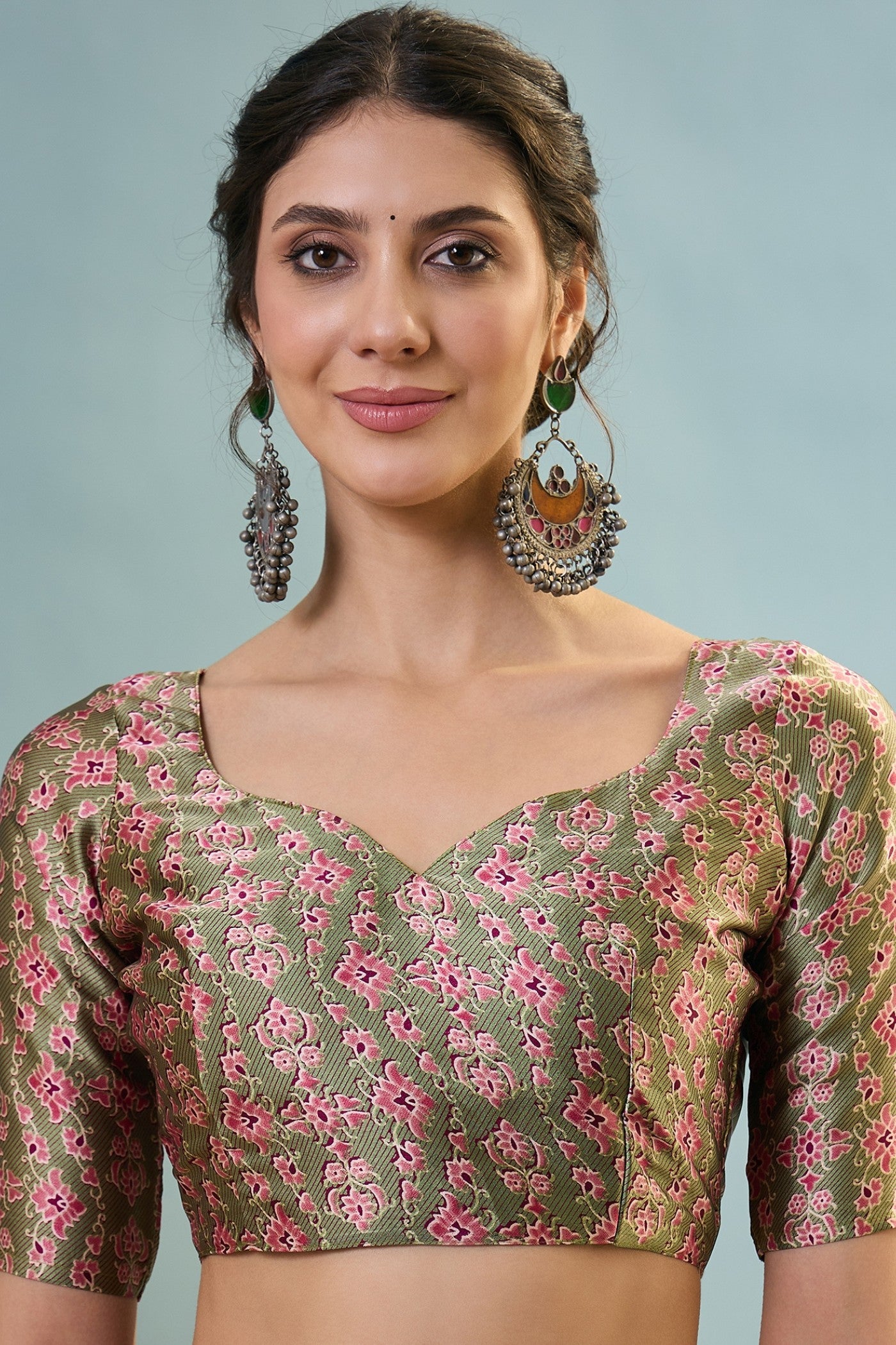 Buy MySilkLove Starlit Purple Ajrakh Printed Satin Crepe Silk Saree Online