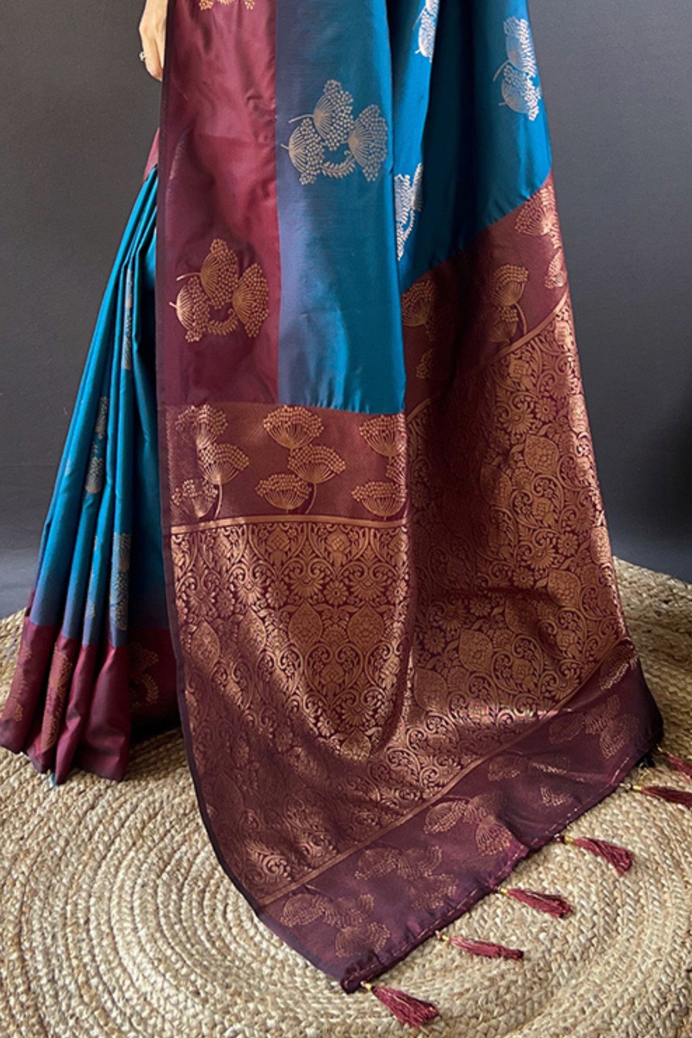 Buy MySilkLove Cerulean Blue Woven Banarasi Saree Online