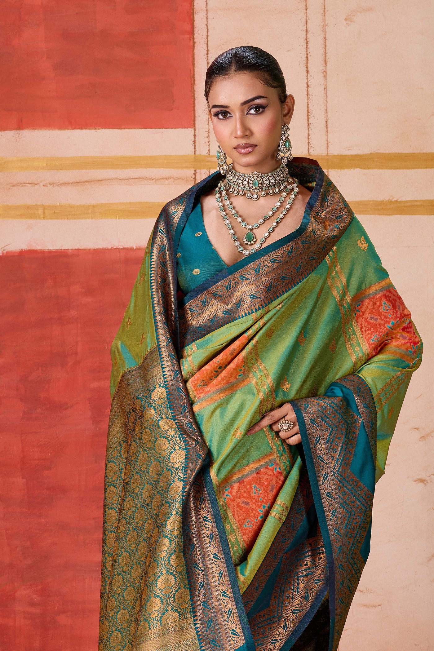Buy MySilkLove Cadmium Green Banarasi Handloom Saree Online