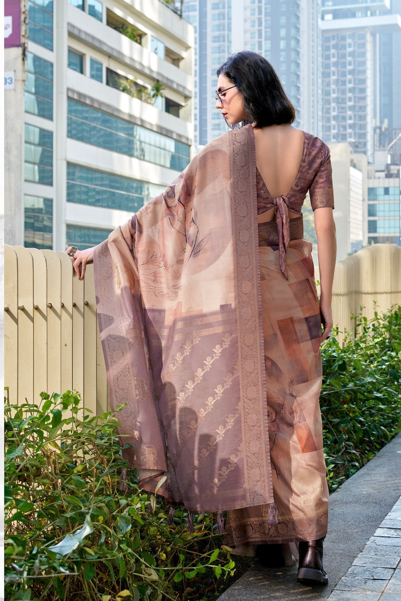 Buy MySilkLove Dust Brown Banarasi Handloom Saree Online