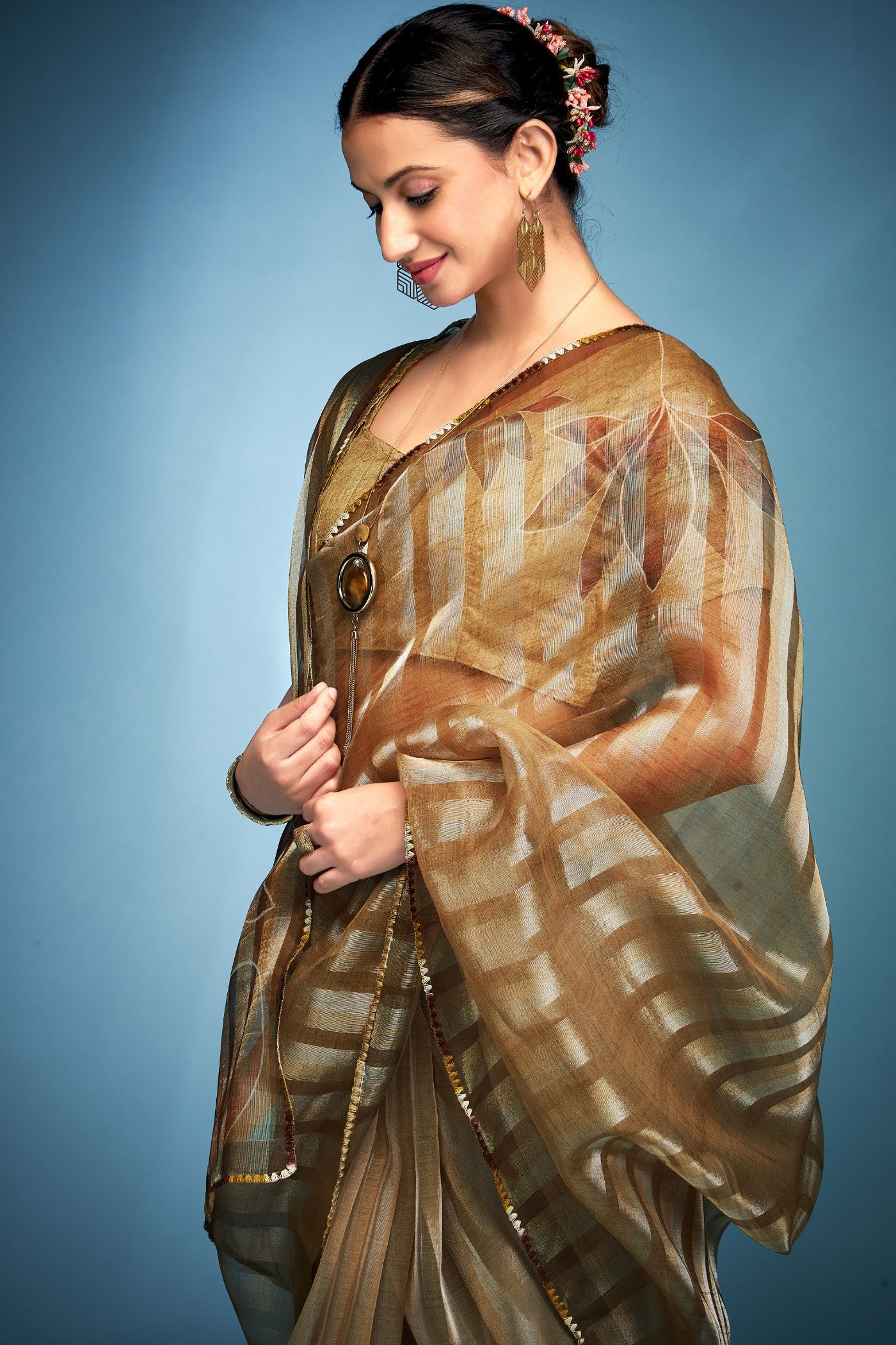 MySilkLove Zest Yellow Printed Tissue Saree