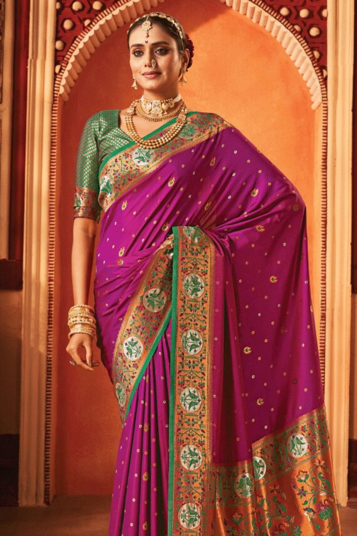 Buy MySilkLove Disco Purple Woven Paithani Saree Online