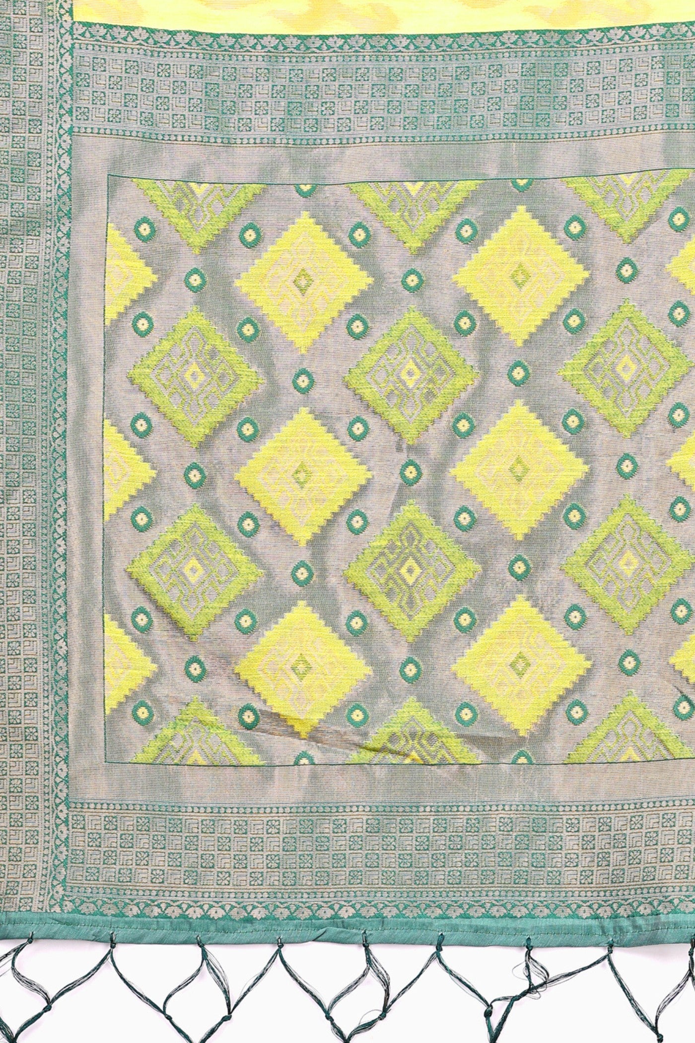 Buy MySilkLove Safety Yellow Woven Linen Cotton Saree Online