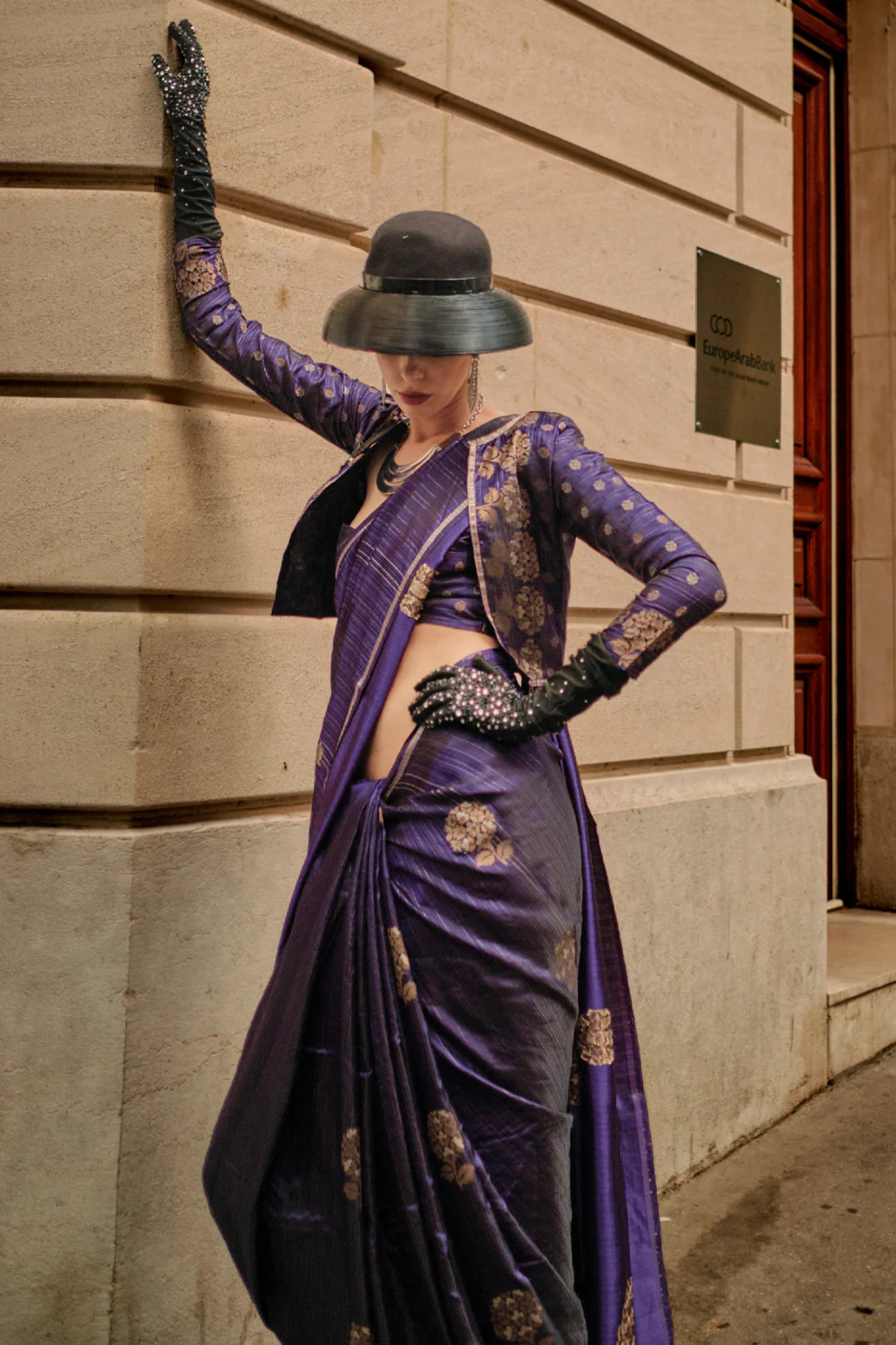 MySilkLove Salt Box Purple Woven Banarasi Satin Silk Saree