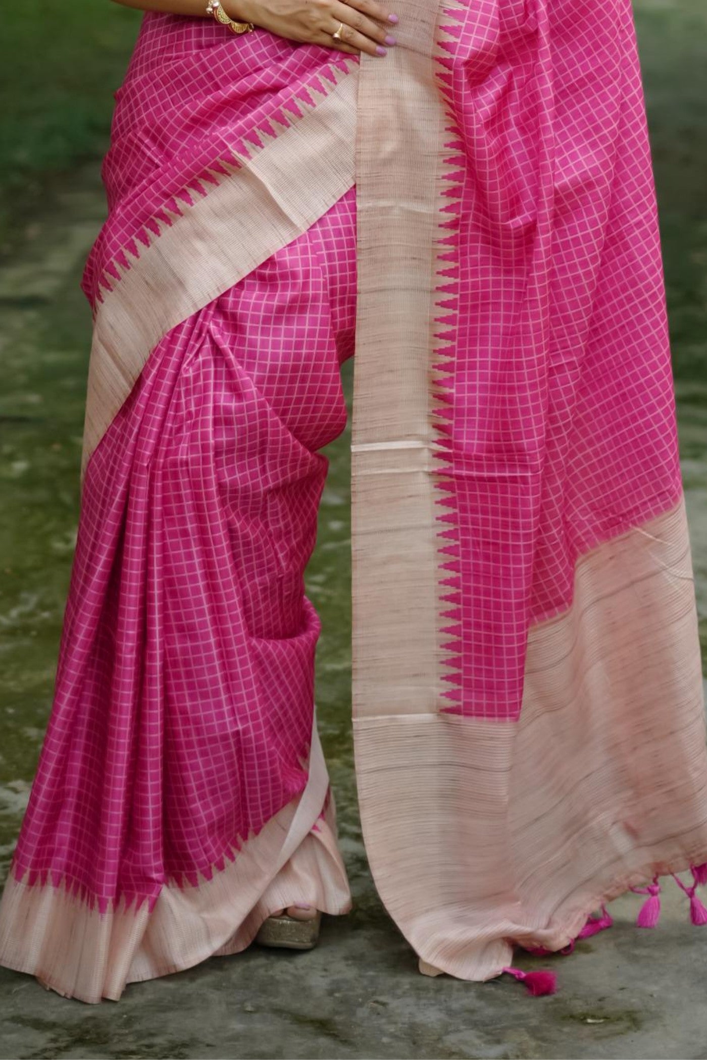 Buy MySilkLove French Pink Printed Raw Silk Saree Online