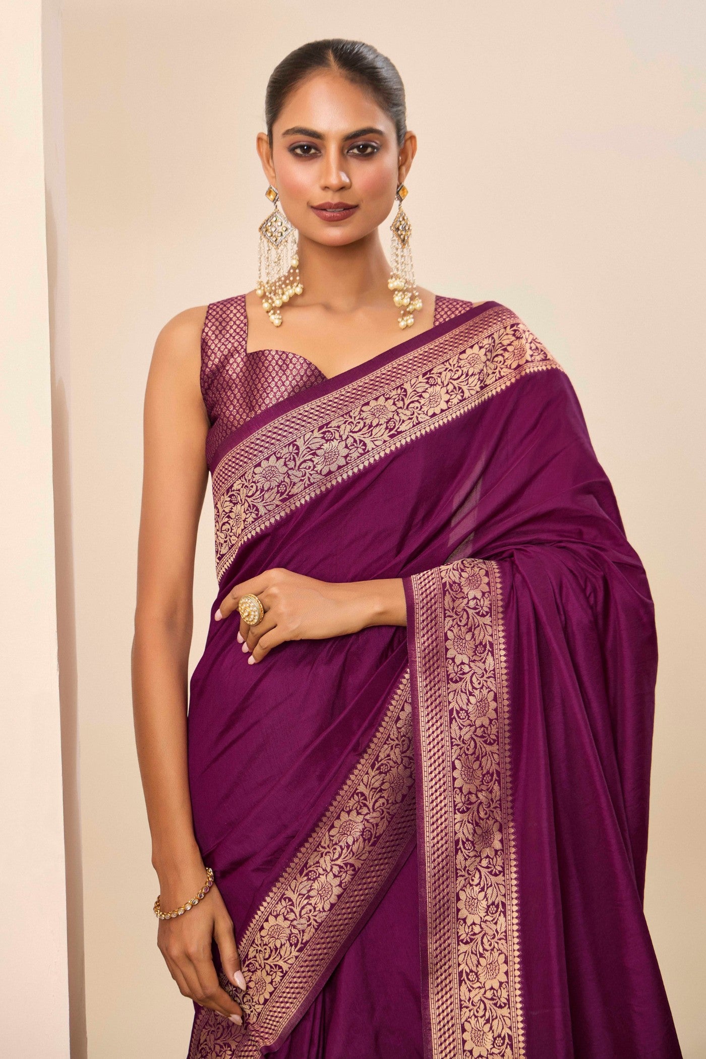 MySilkLove Wine Purple Woven Dola Silk Saree