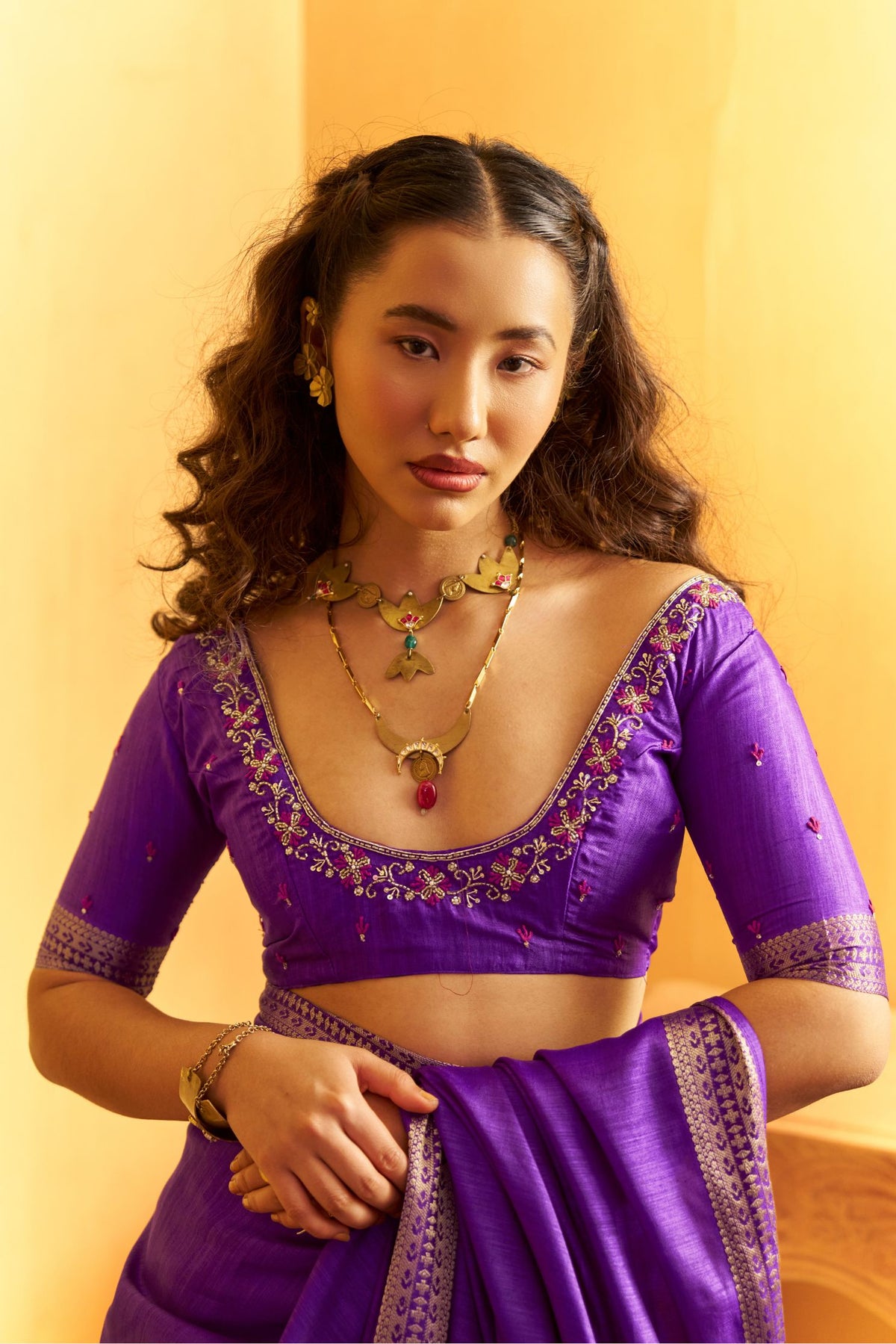 Buy MySilkLove Heliotrope Purple Tussar Handloom Silk Saree Online
