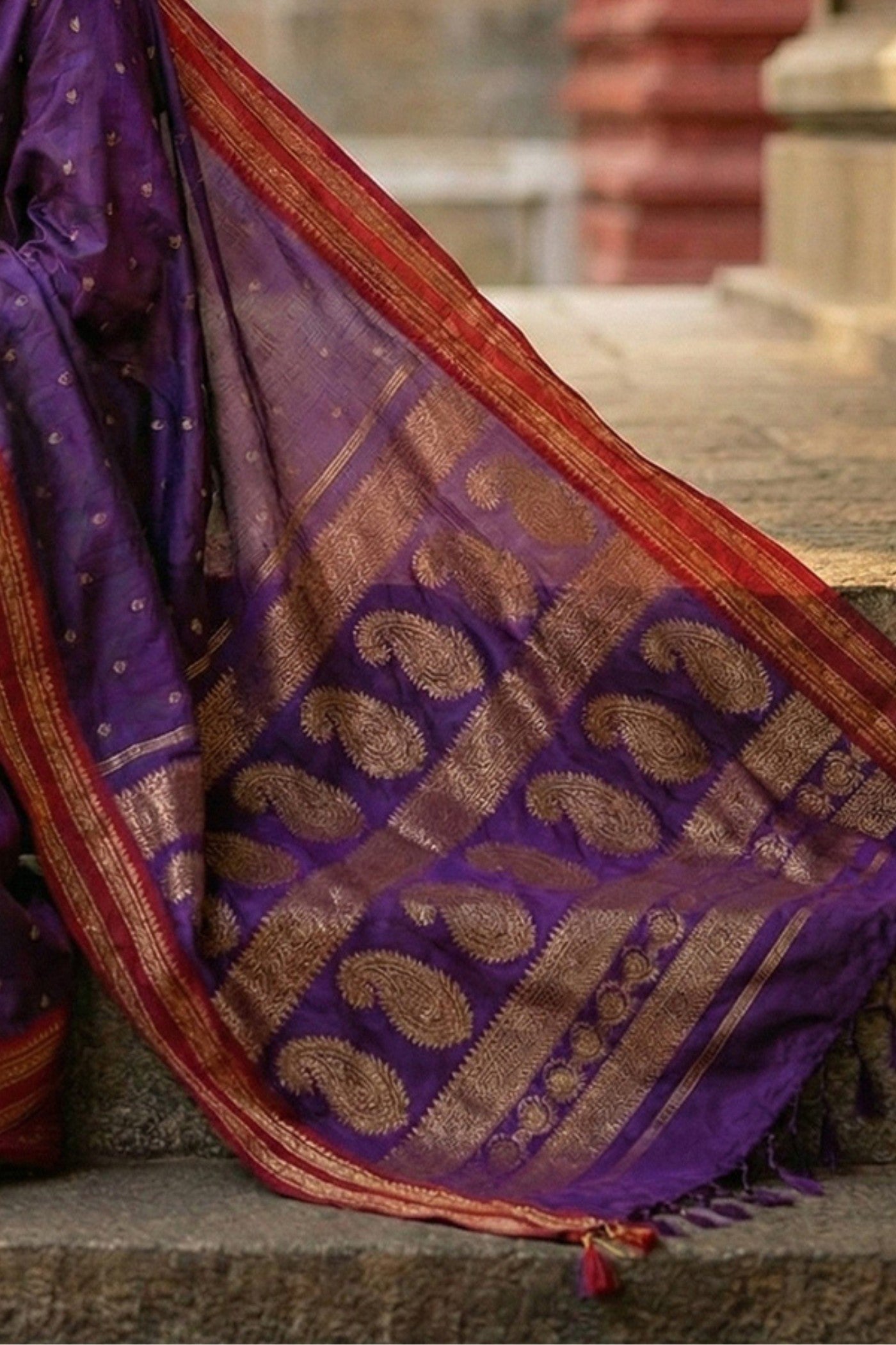Buy MySilkLove Velvet Purple Banarasi Woven Soft Silk Saree Online