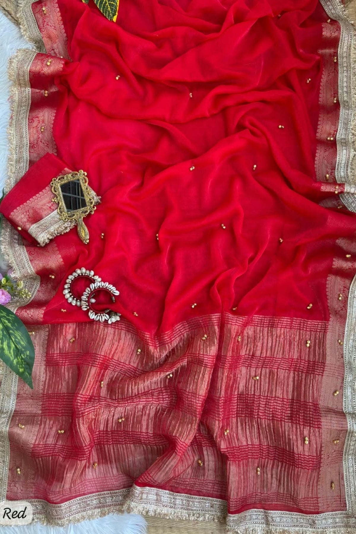 Buy MySilkLove Wine Red Pure Soft Fendy Chiffon Saree With Fancy Lace Border Online