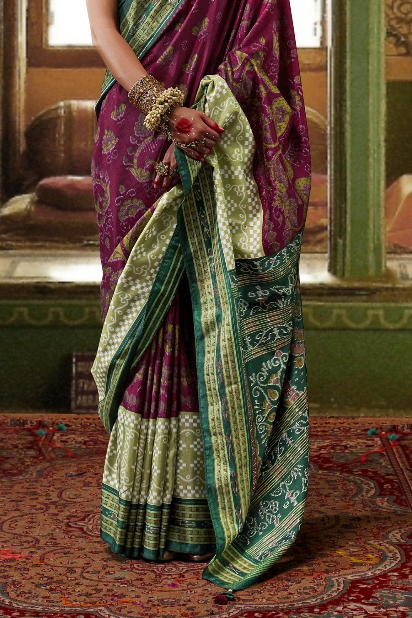 Buy MySilkLove Berry Purple Printed Patola Saree Online