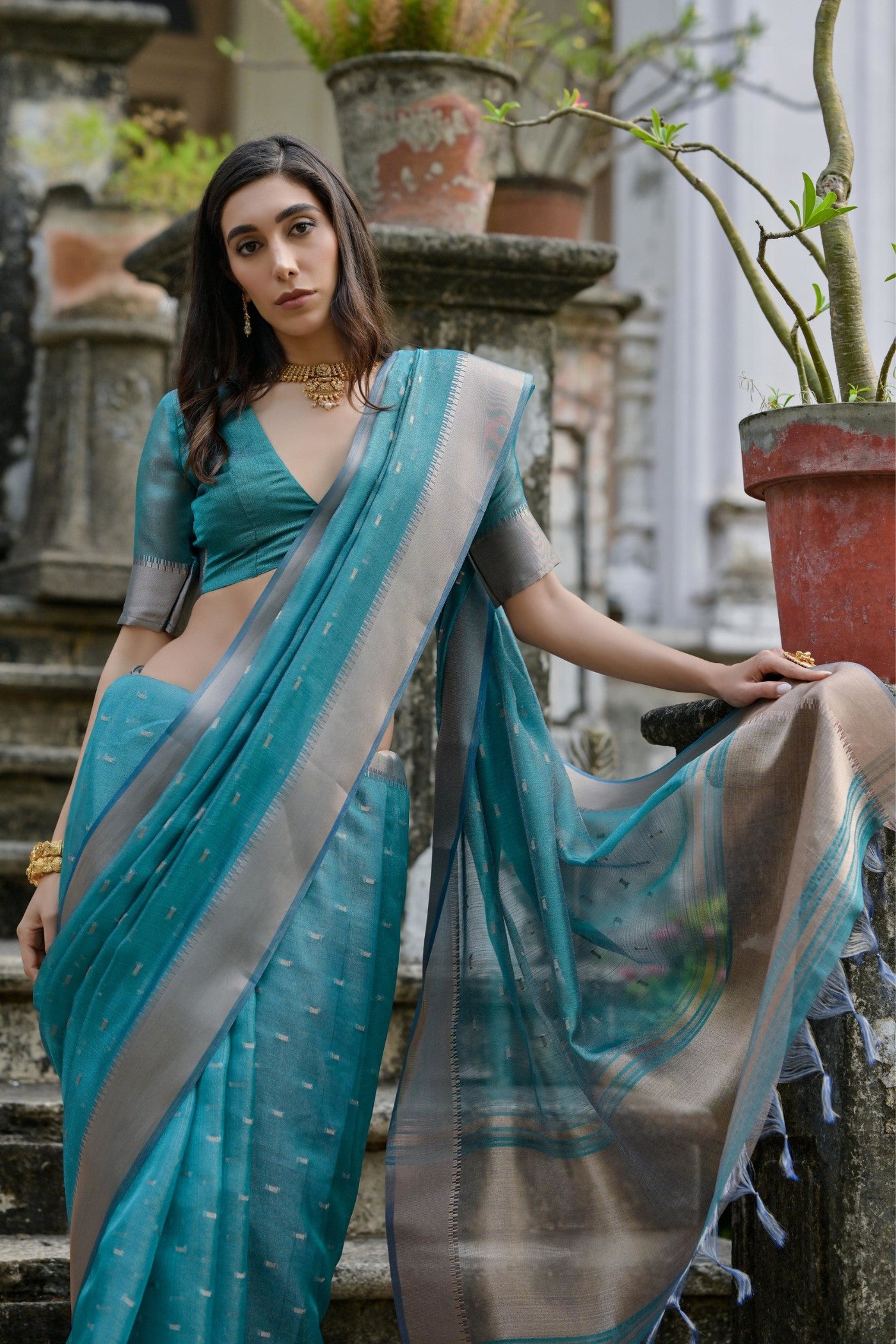 MySilkLove Admiral Blue Woven Banarasi Saree