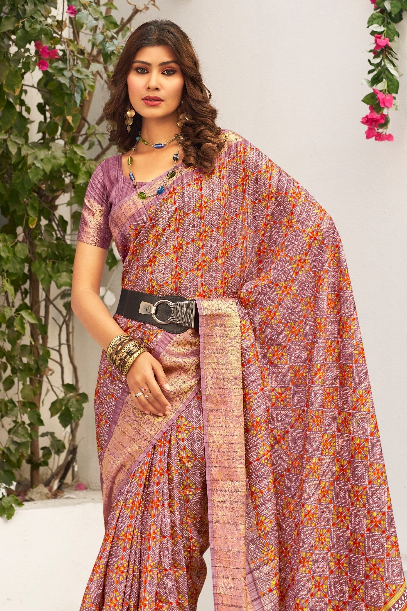 Buy MySilkLove Chocolate Brown Banarasi Printed Saree Online