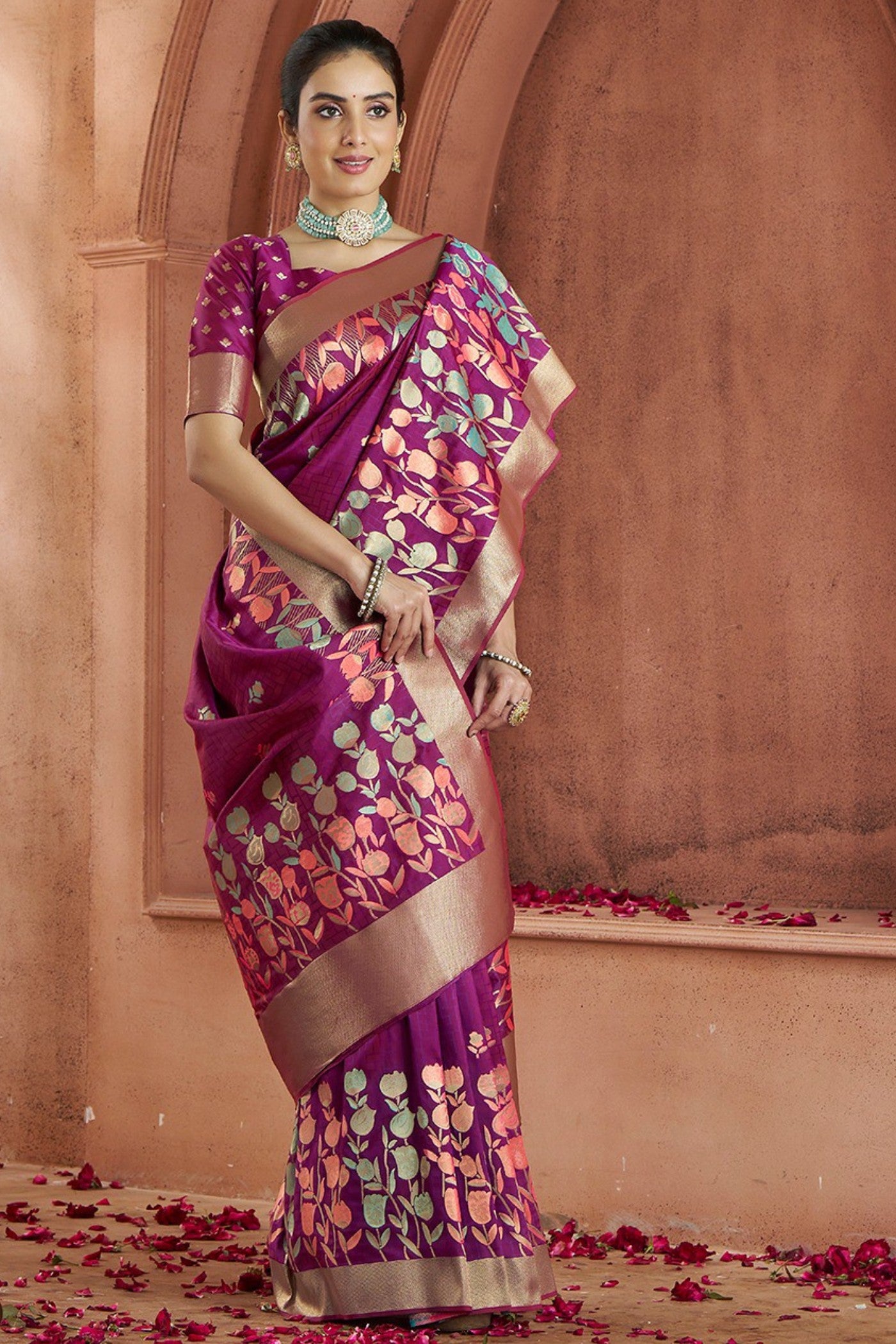 Buy MySilkLove Dark Jamun Purple Woven Banarasi Saree Online