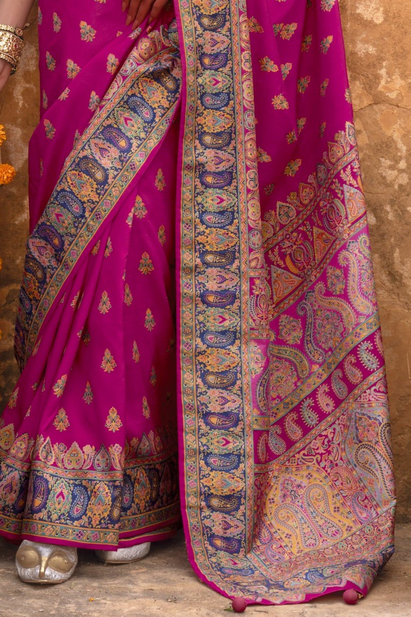 Buy MySilkLove Rosa Pink Banarasi Jamawar Saree Online