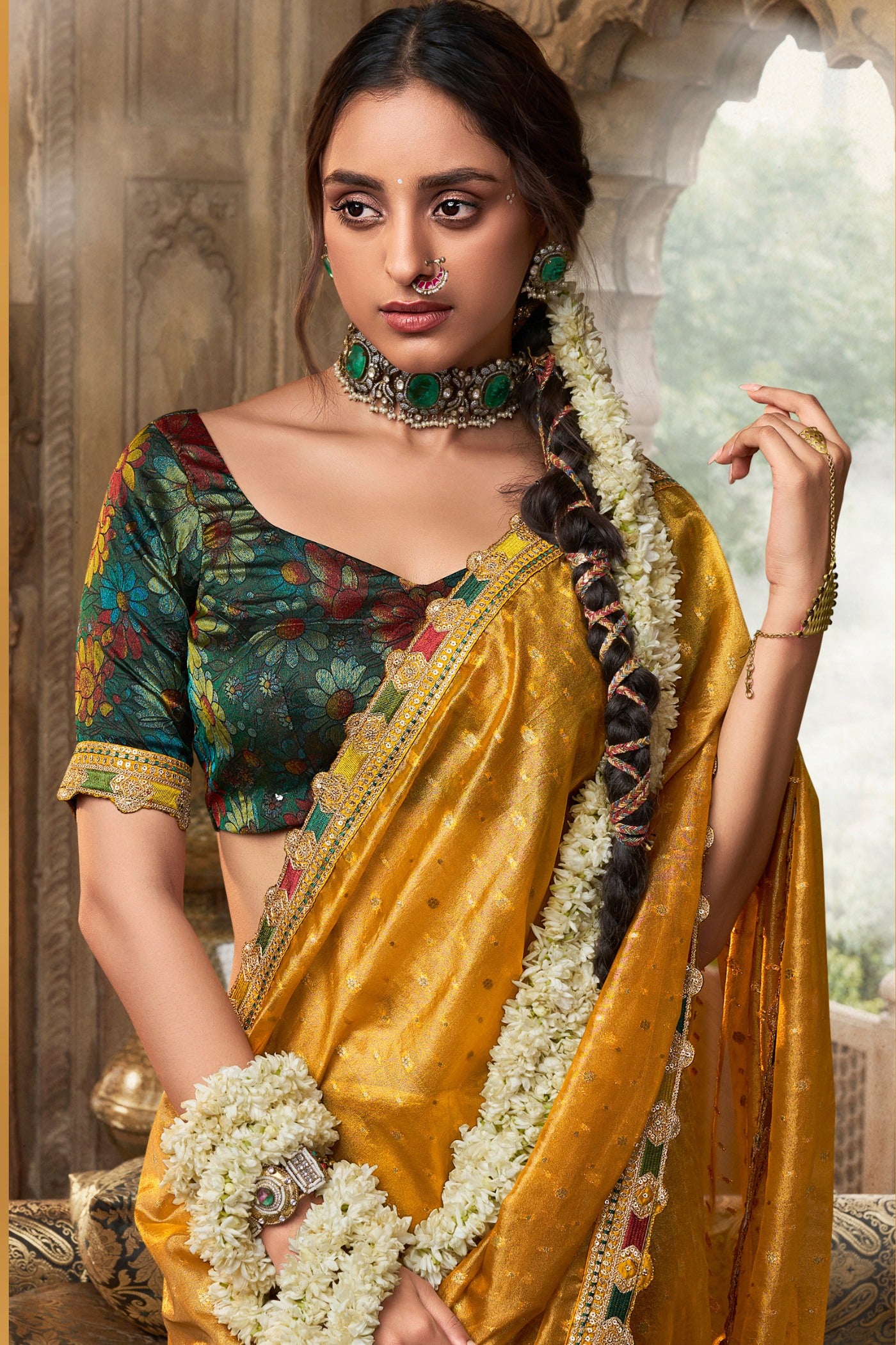 MySilkLove Chelsea Gem Yellow Tissue Designer Saree