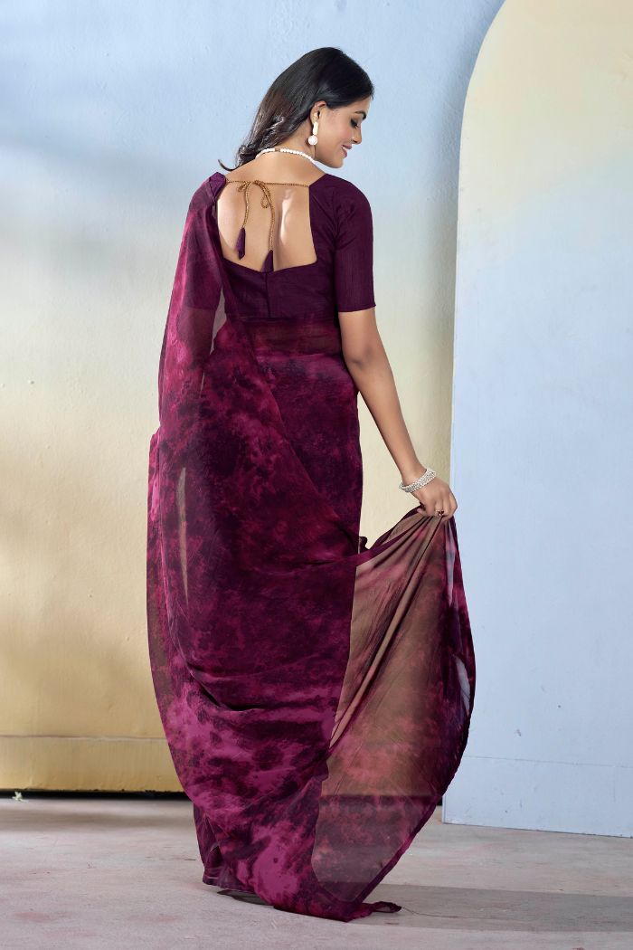 Buy MySilkLove Jamun Purple Ready To Wear Georgette Saree Online